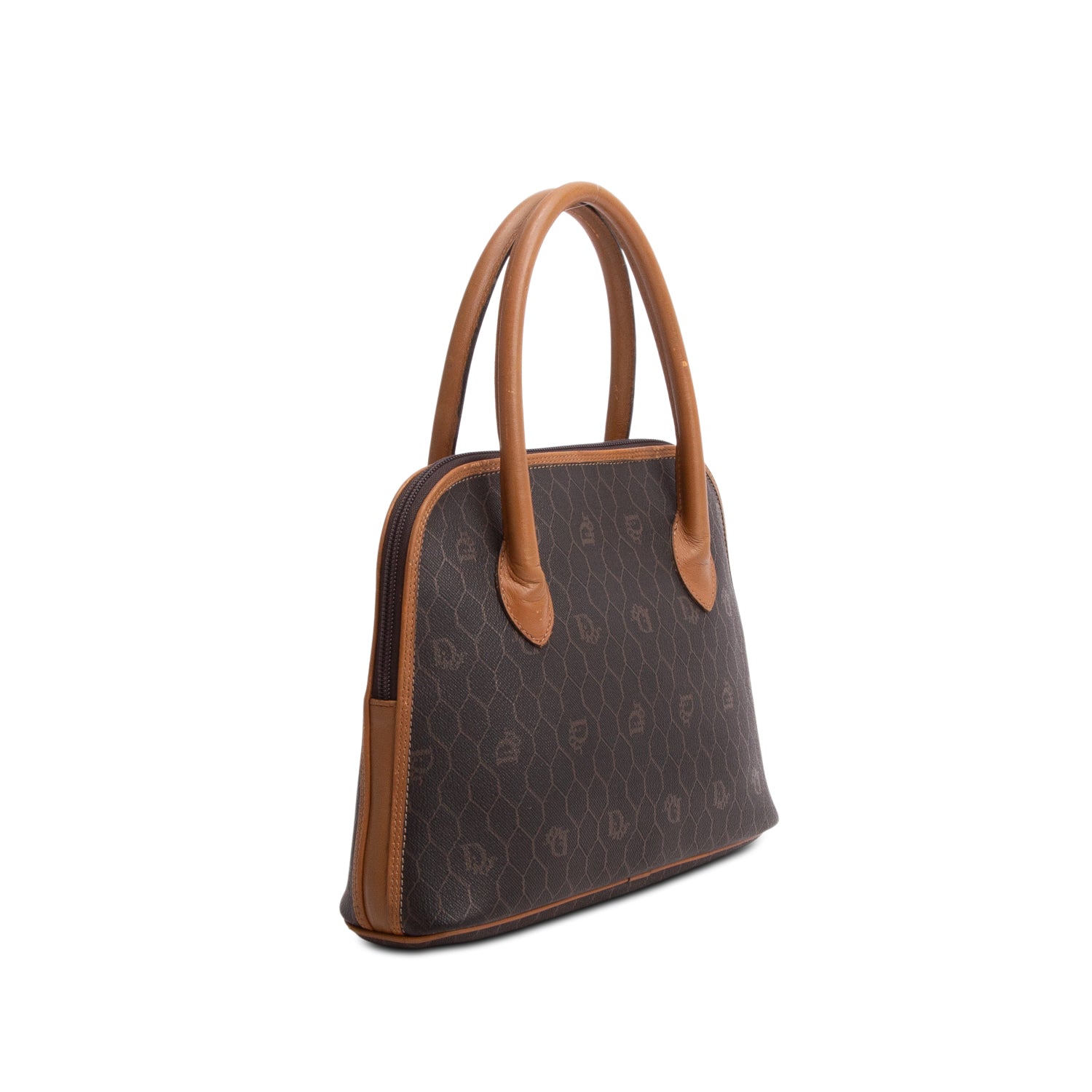 Christian Dior Vintage Brown Honeycomb Top Handle Bag