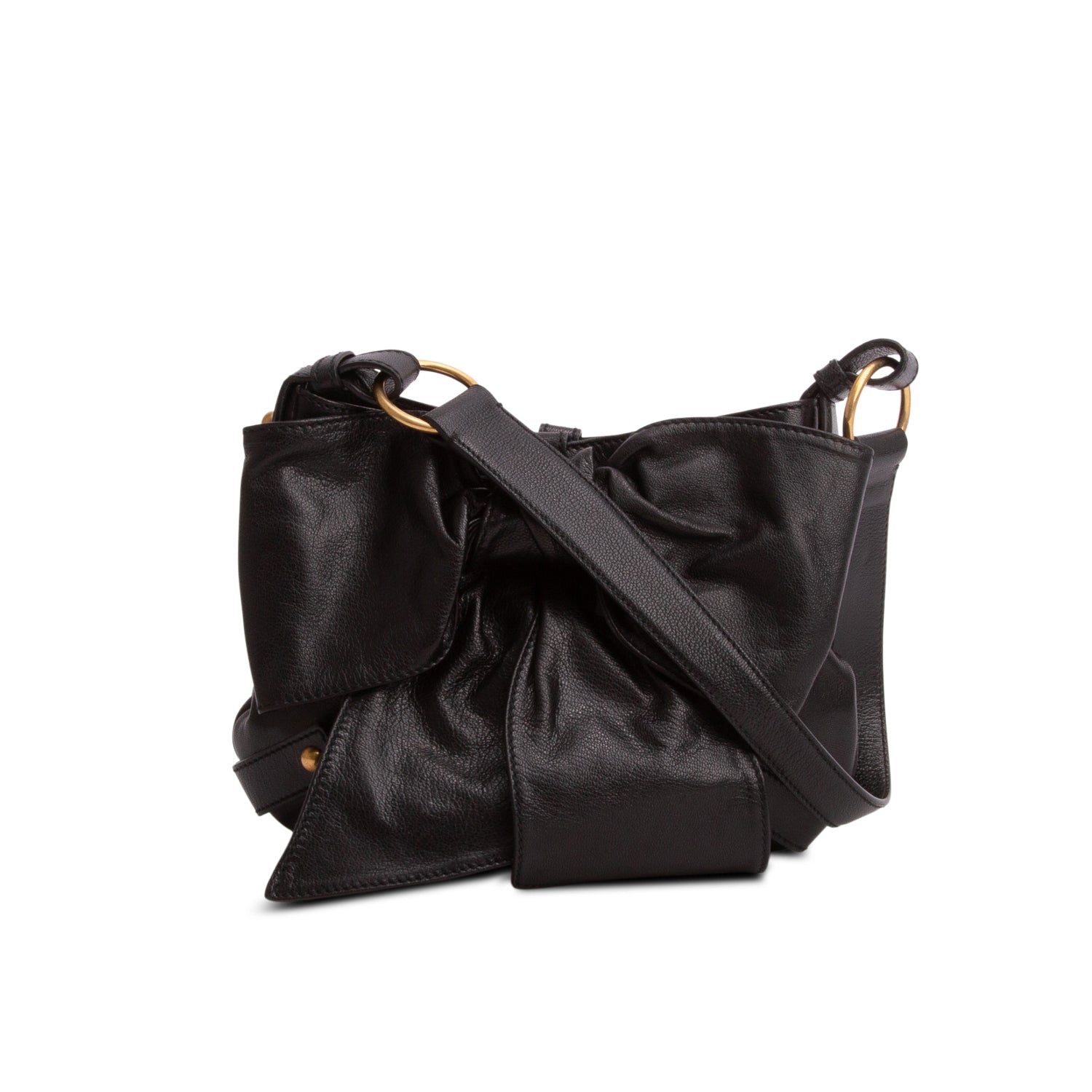 Saint Laurent Black Chevre Bow Shoulder Bag