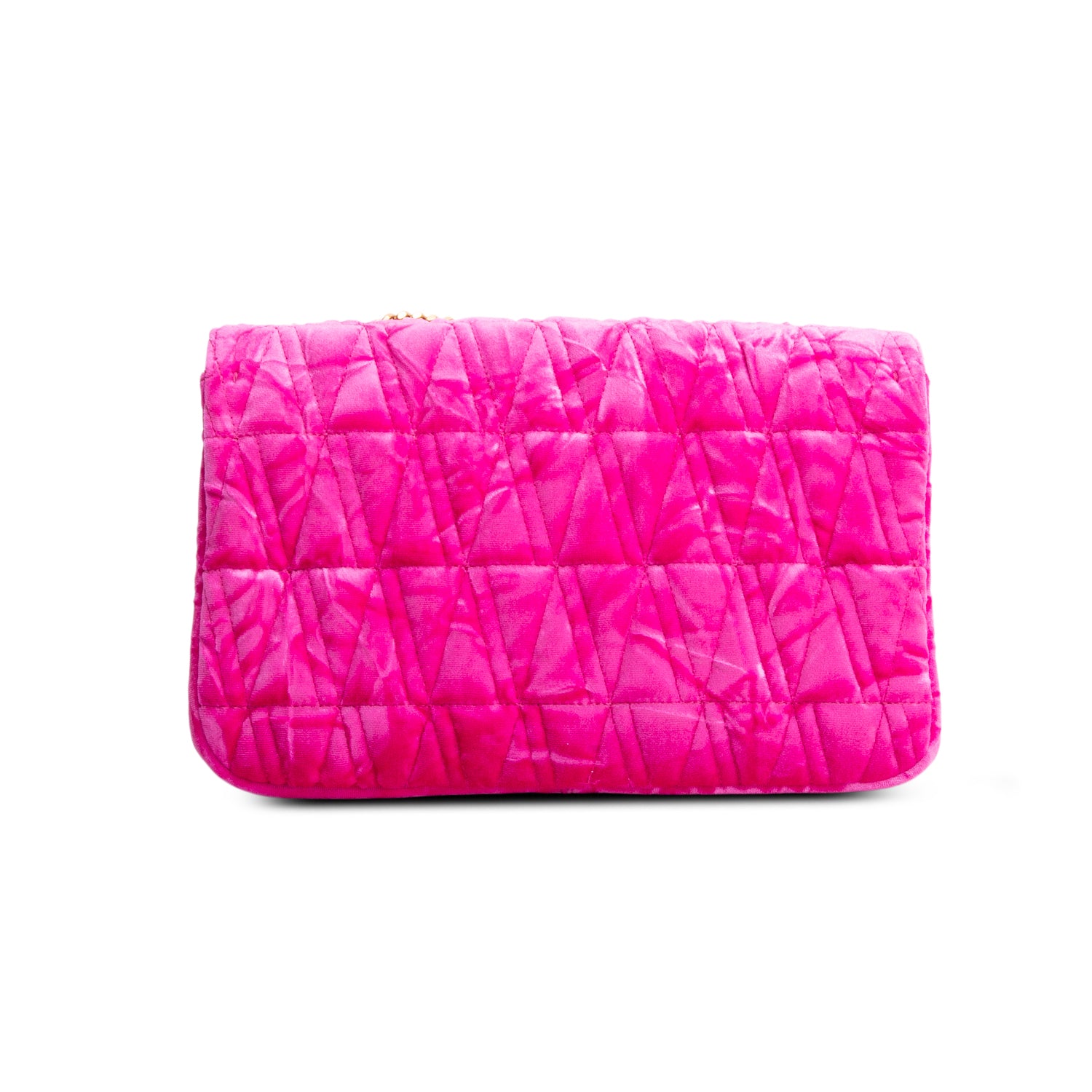 Versace Pink Velvet Quilted Virtus Shoulder Bag w/ Box