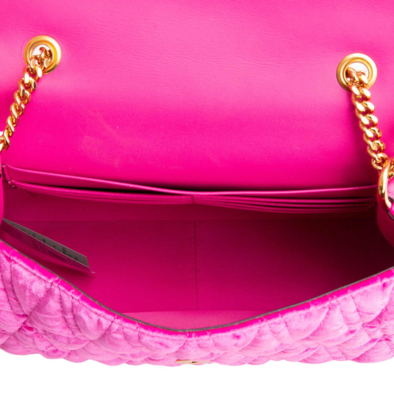 Versace Pink Velvet Quilted Virtus Shoulder Bag w/ Box