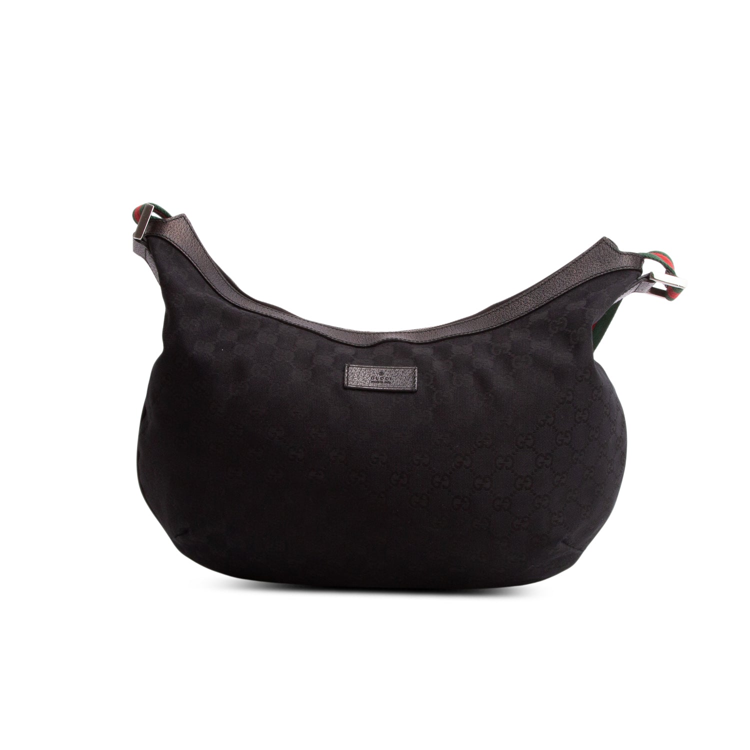Gucci Black Monogram Web Medium Half Moon Hobo