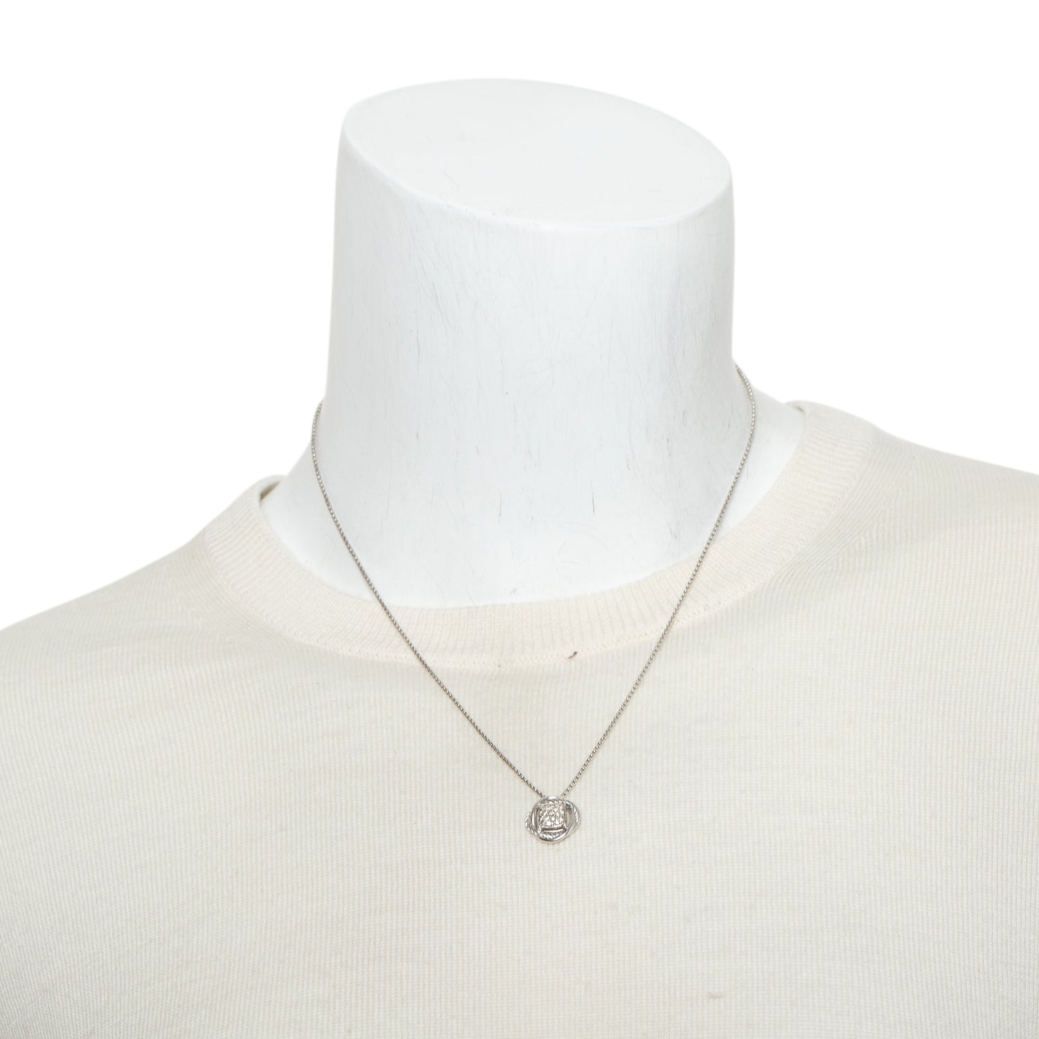 David Yurman Sterling Diamond Infinity Pendant Necklace