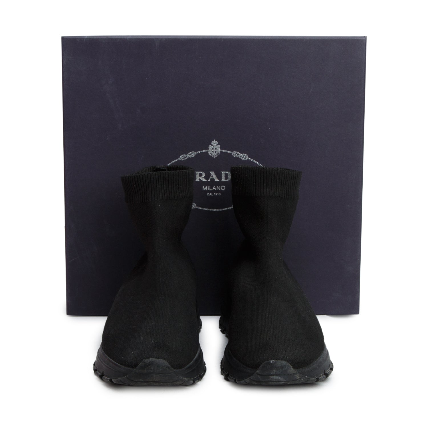 Prada Black Knit Sock Sneaker, Women's Size 39 w/ Box