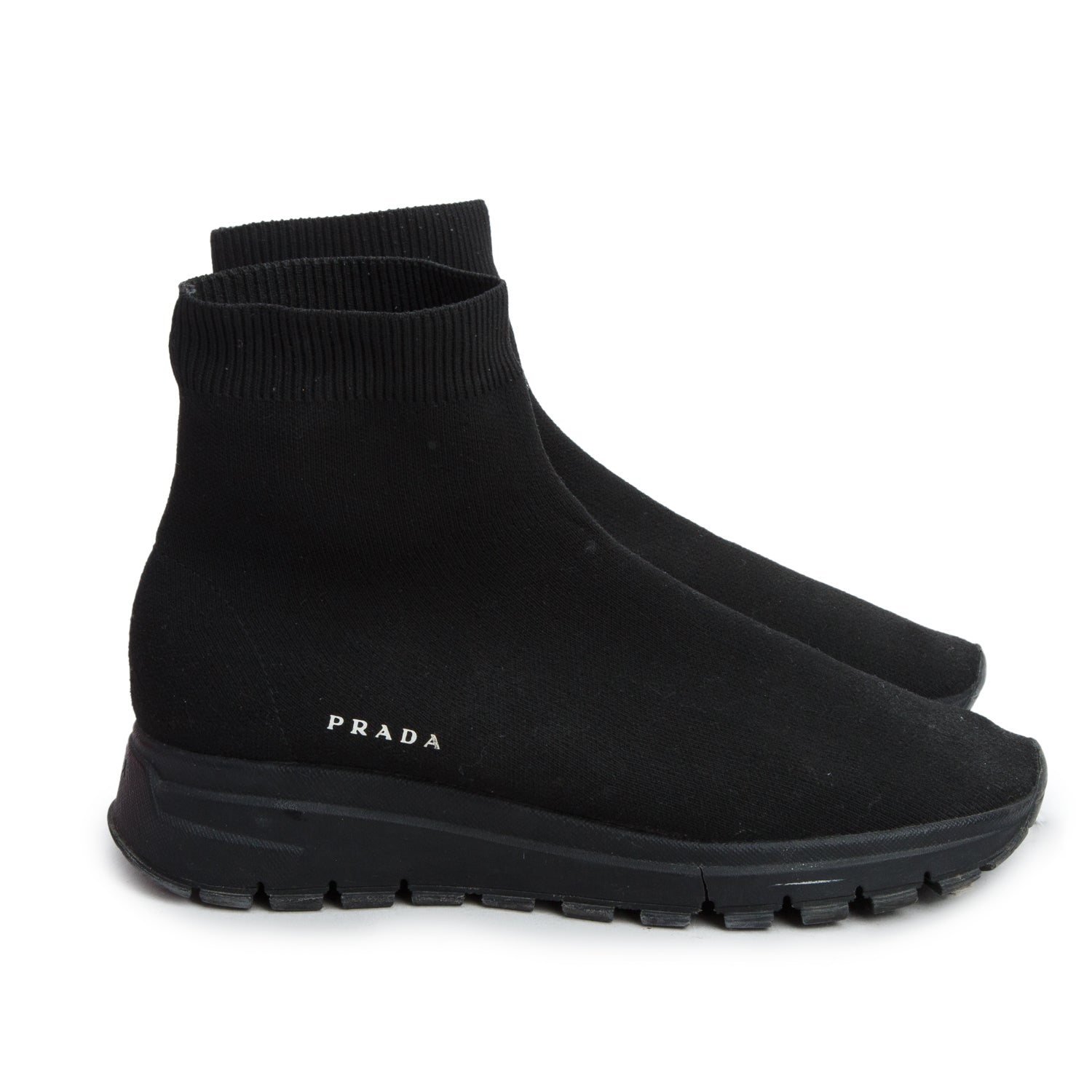 Prada Black Knit Sock Sneaker, Women's Size 39 w/ Box