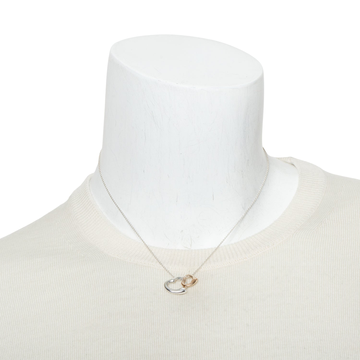 Tiffany & Co. Elsa Peretti Sterling Silver & 18k Rose Gold Open Heart Pendant Necklace, Size Small