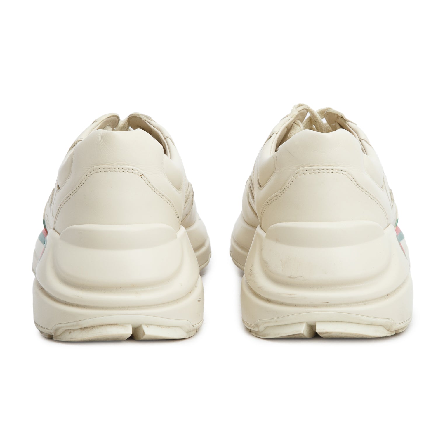 Gucci Ivory Leather Rhyton Gucci Logo Sneakers, Women's Size 39 w/ Box
