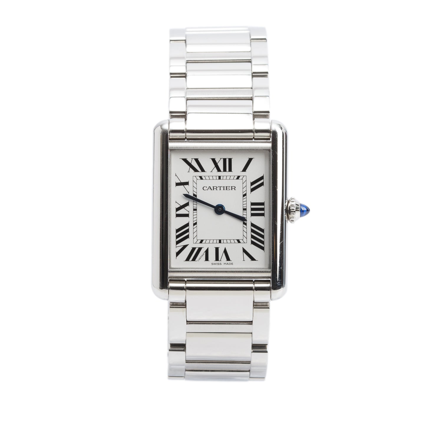 Cartier 2022 Stainless Steel Tank Must de Cartier Quartz Watch, Large Model 4323 w/ Box, Papers & Extra Strap