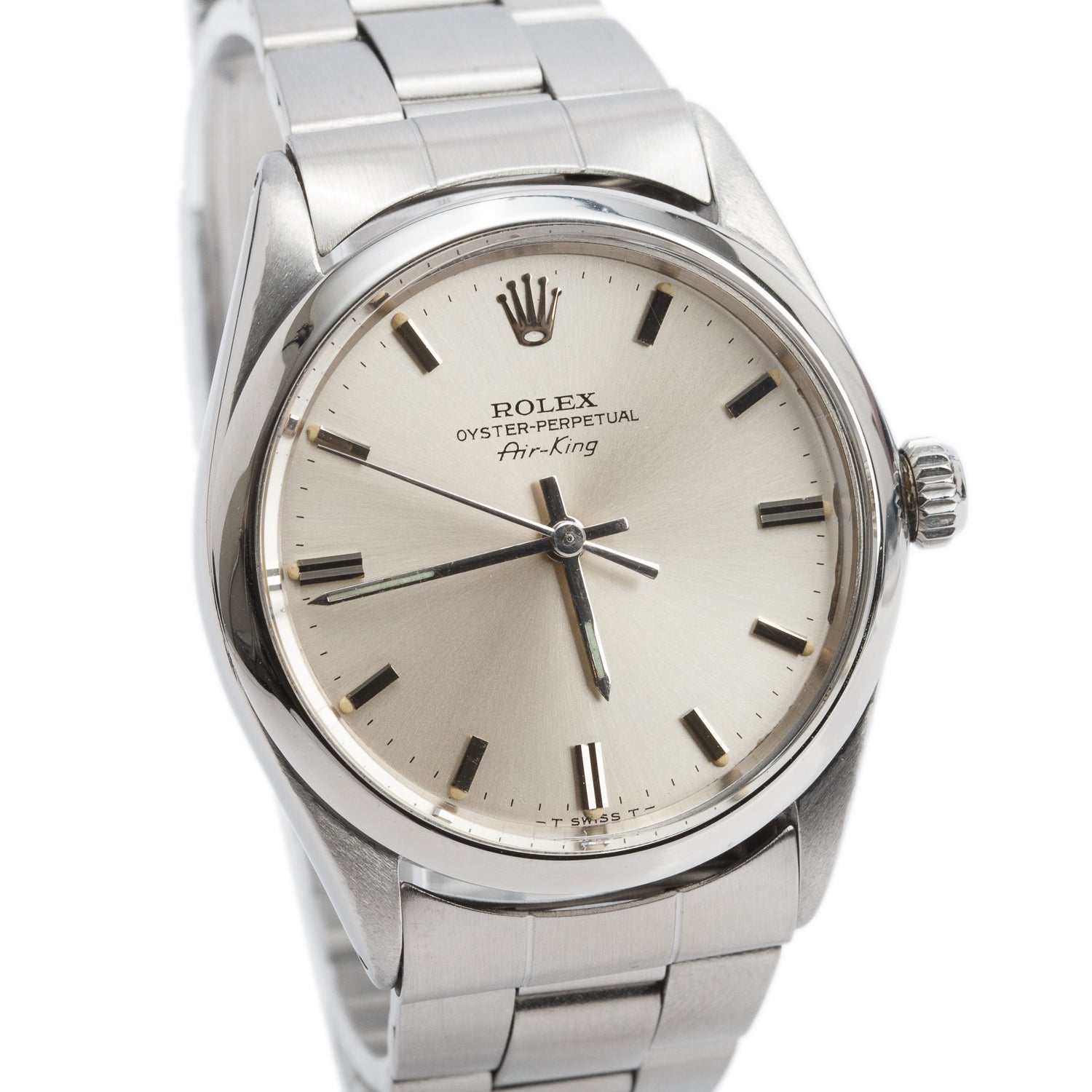 Rolex Stainless Steel Air King 34 MM Automatic Watch Silver Dial 5500 w/ Box