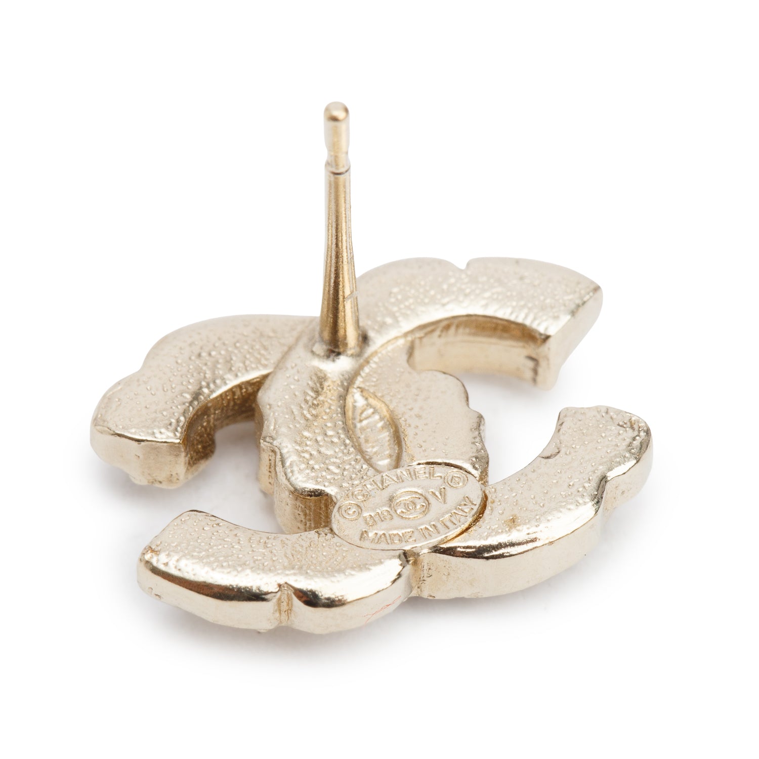Chanel Gold Plated Strass CC Stud Earrings w/ Box