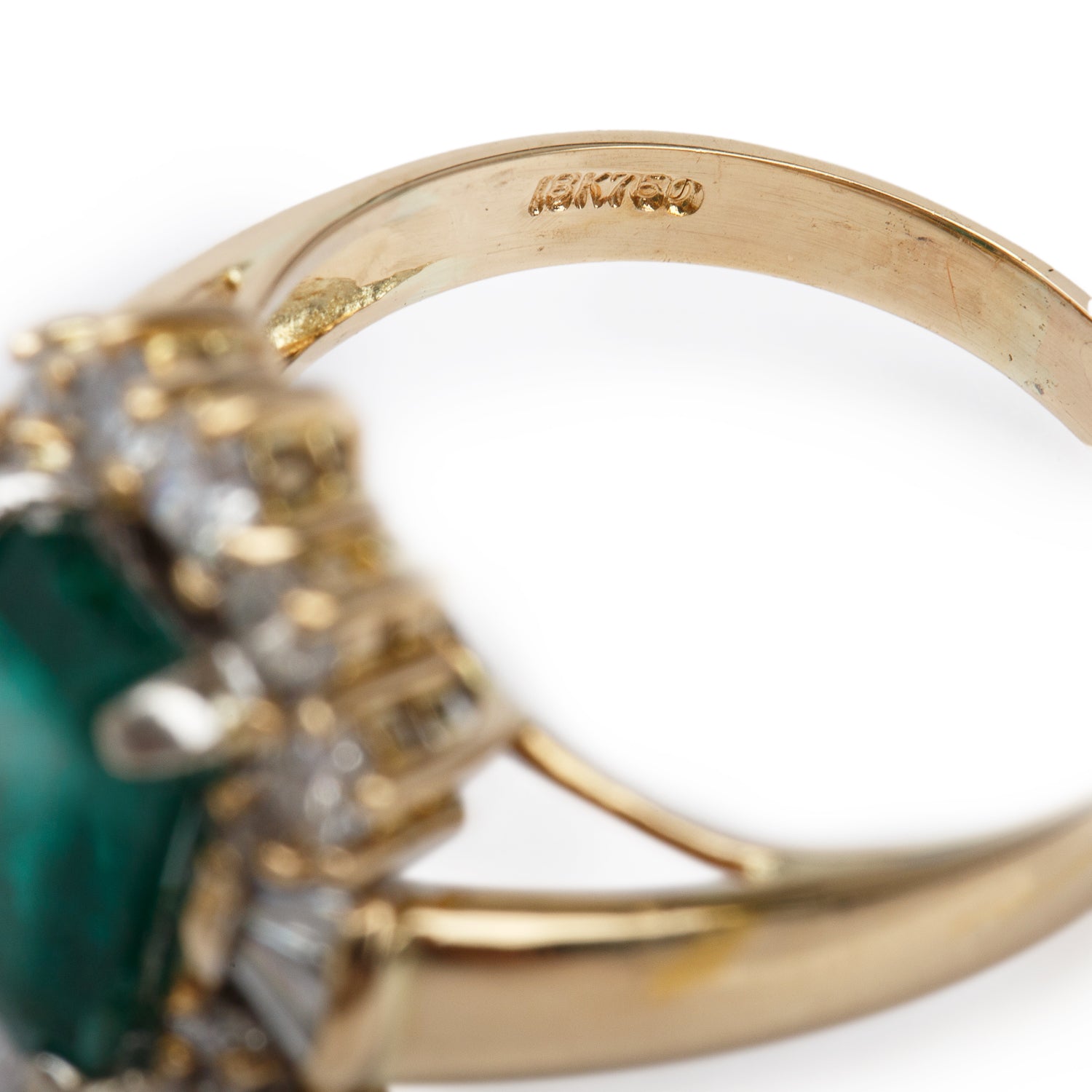 18k Yellow Gold 2.80 ct. Emerald Cut Emerald & Diamond Ring, Size 9