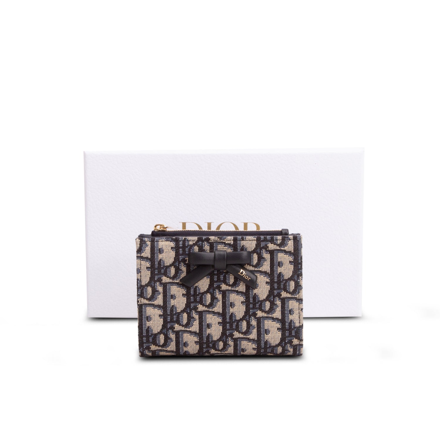 Christian Dior 2026 Blue Oblique Jacquard Promenade Dahlia Wallet w/ Box