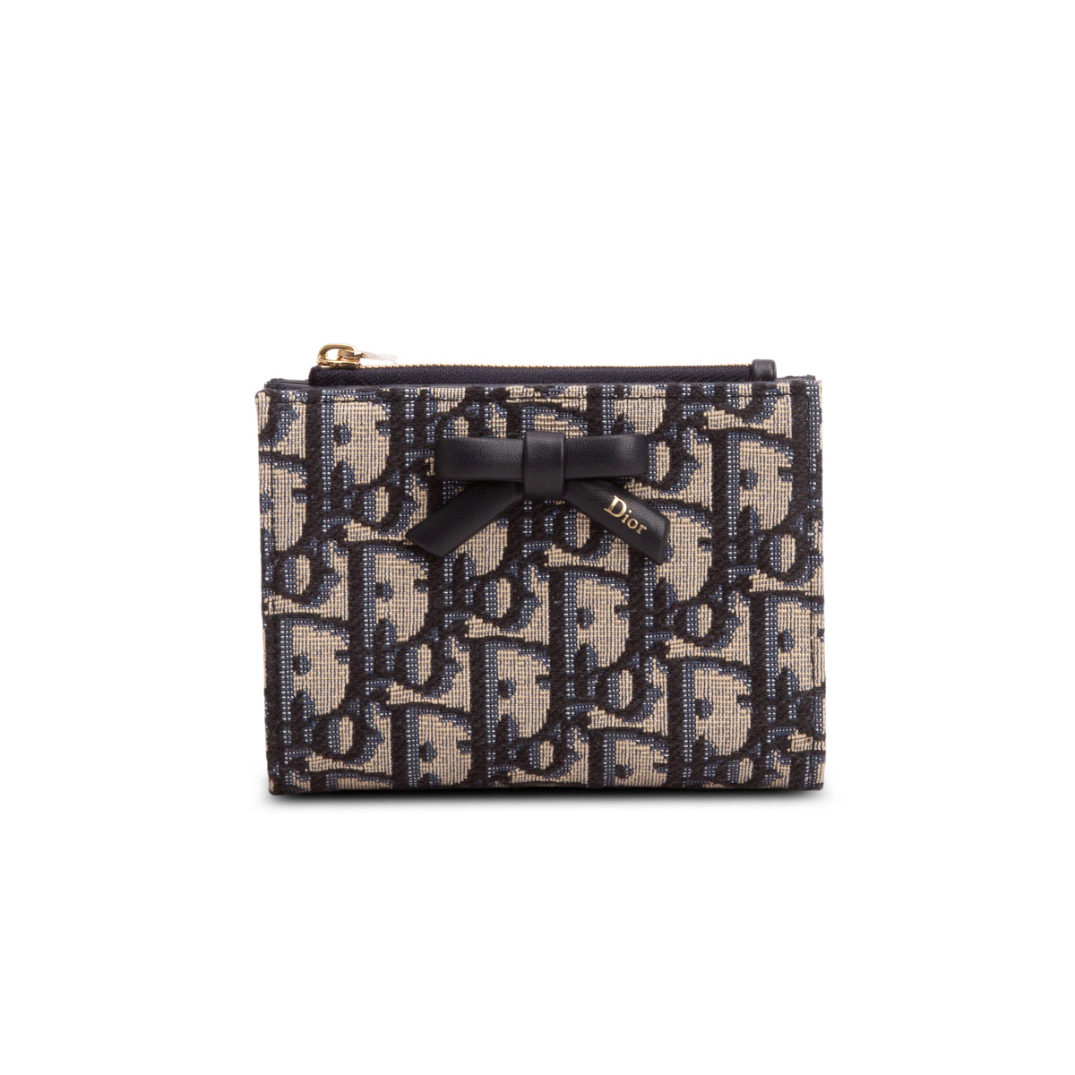 Christian Dior 2026 Blue Oblique Jacquard Promenade Dahlia Wallet