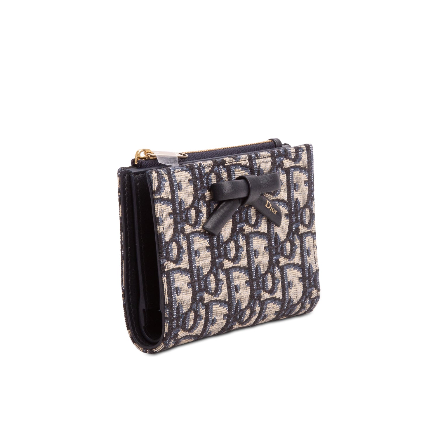 Christian Dior 2026 Blue Oblique Jacquard Promenade Dahlia Wallet w/ Box