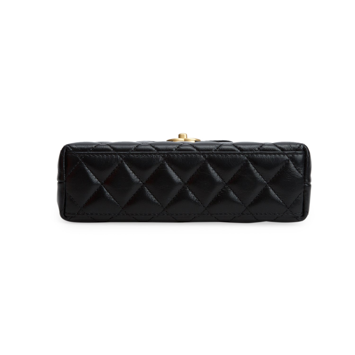 Chanel Black Shiny Aged Calfskin Quilted Nano Kelly Shopper w/ Box