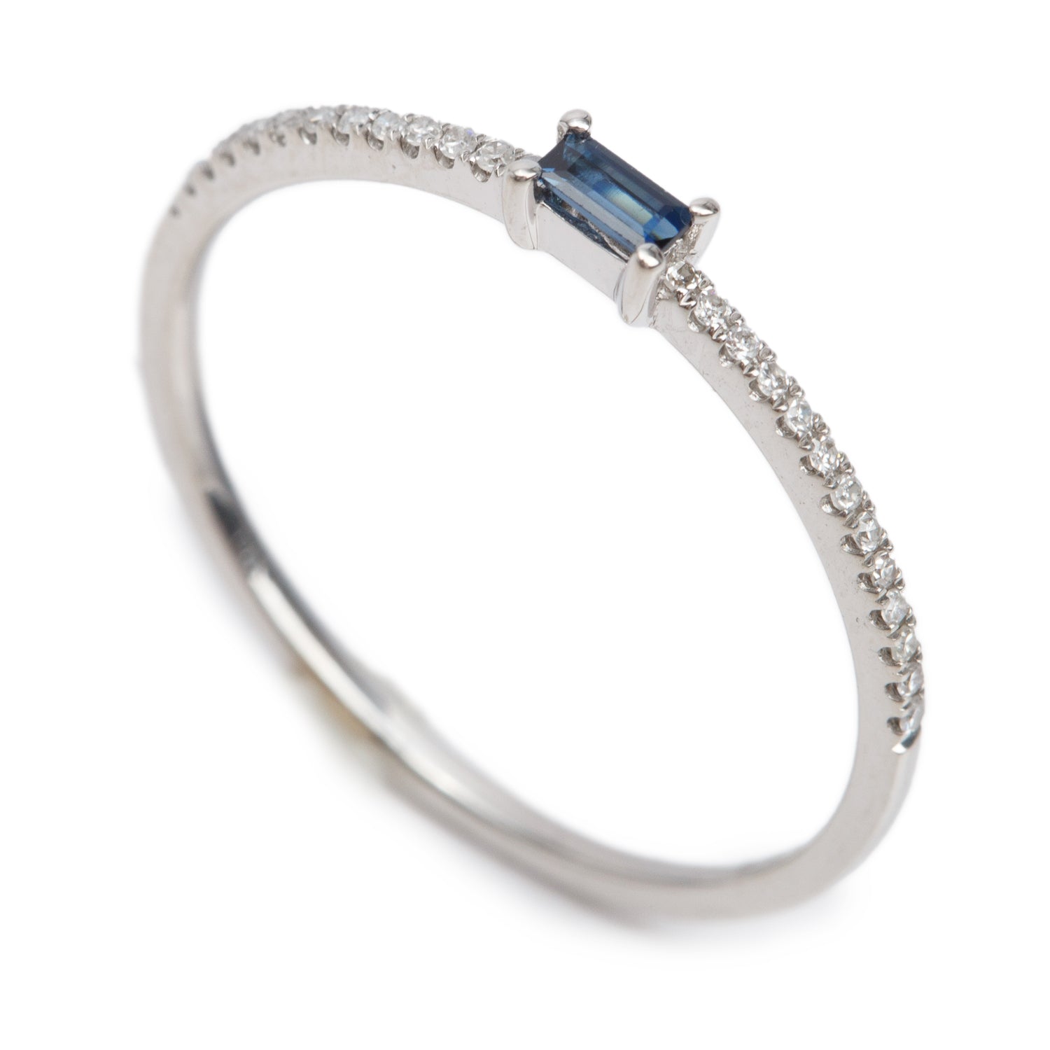 Effy 14k White Gold Blue Sapphire & Diamond Ring, Size 7