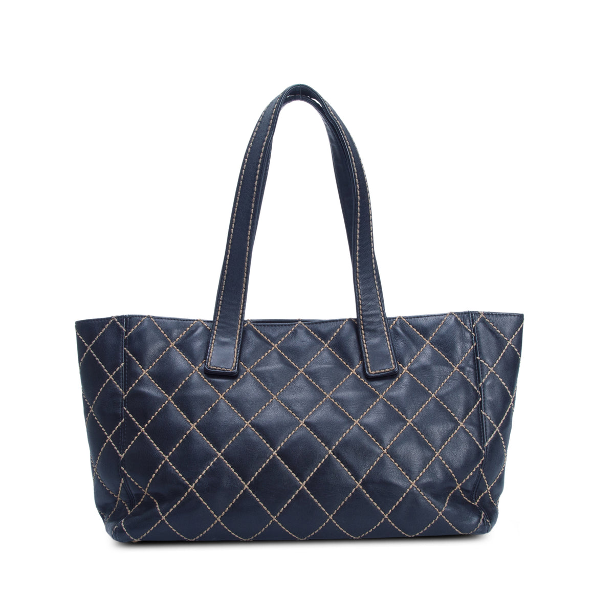 Chanel Black Calfskin Wild Stitch Medium Tote