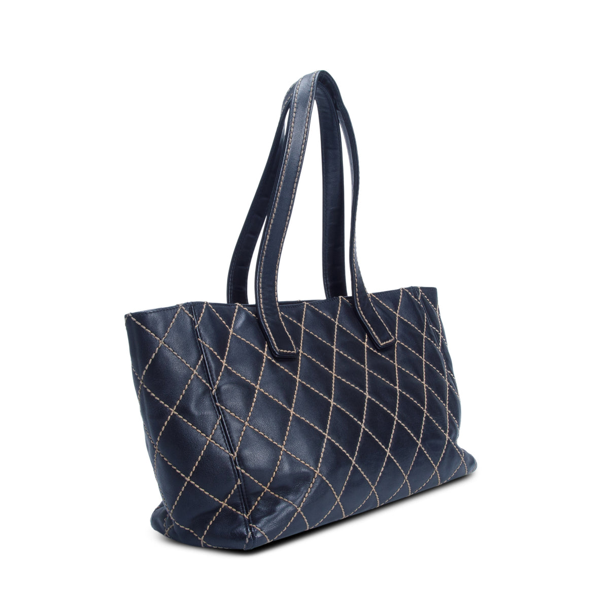 Chanel Black Calfskin Wild Stitch Medium Tote