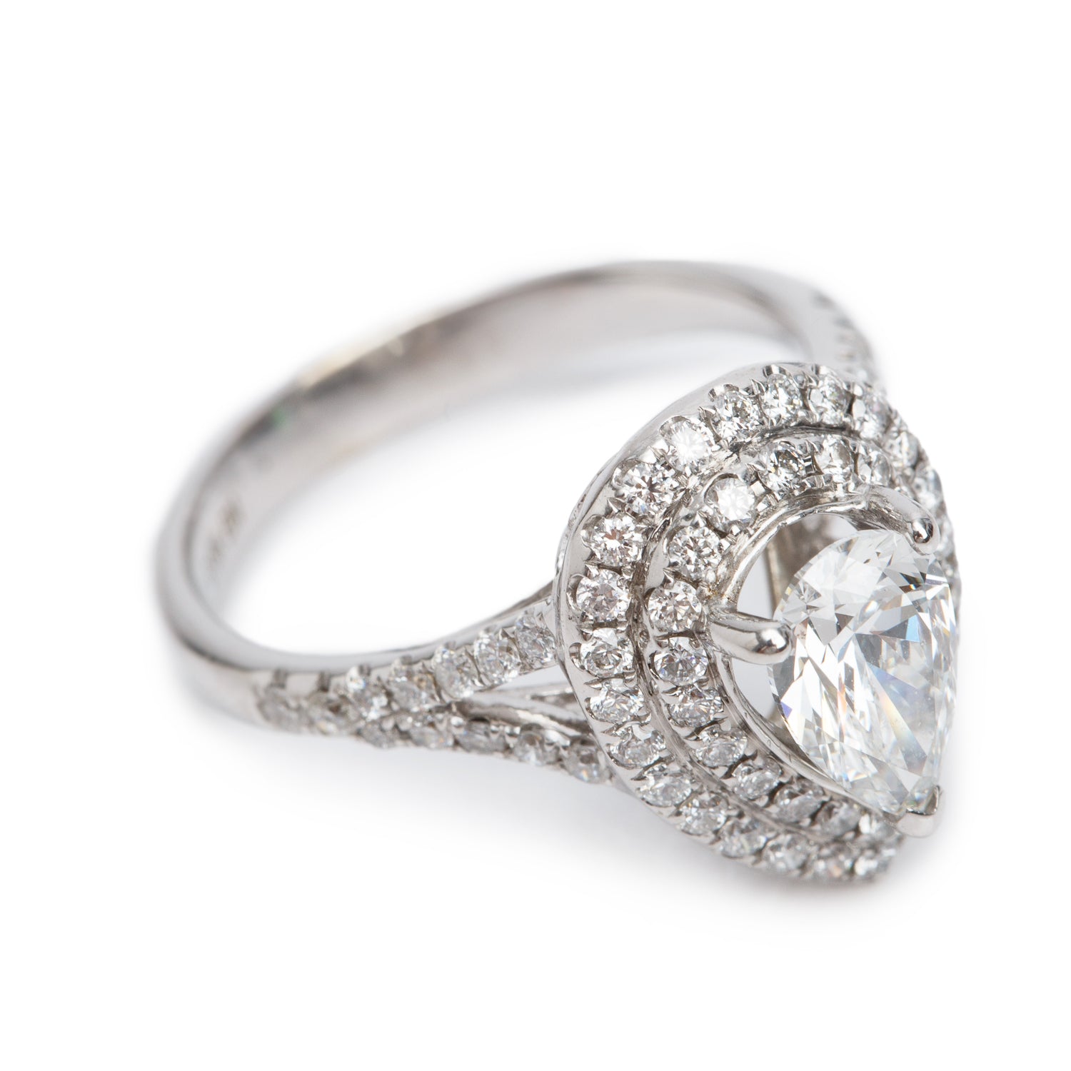 18k White Gold 0.90 ct. Pear Shaped Cut Diamond Engagement Ring, Size 5.5 w/ GIA Certificate