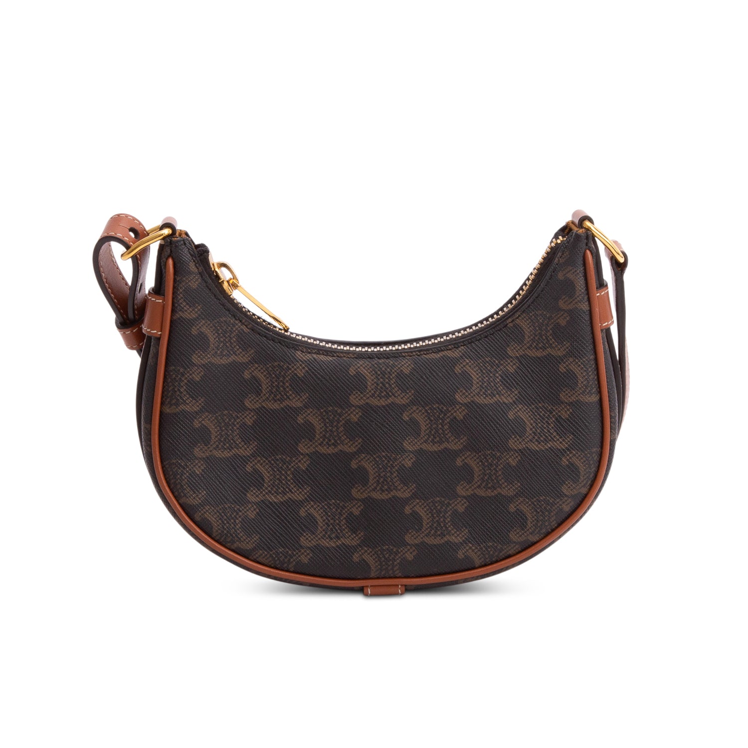 Celine 2021 Brown Canvas Calfskin Mini Ava Triomphe Shoulder Bag w/ Box