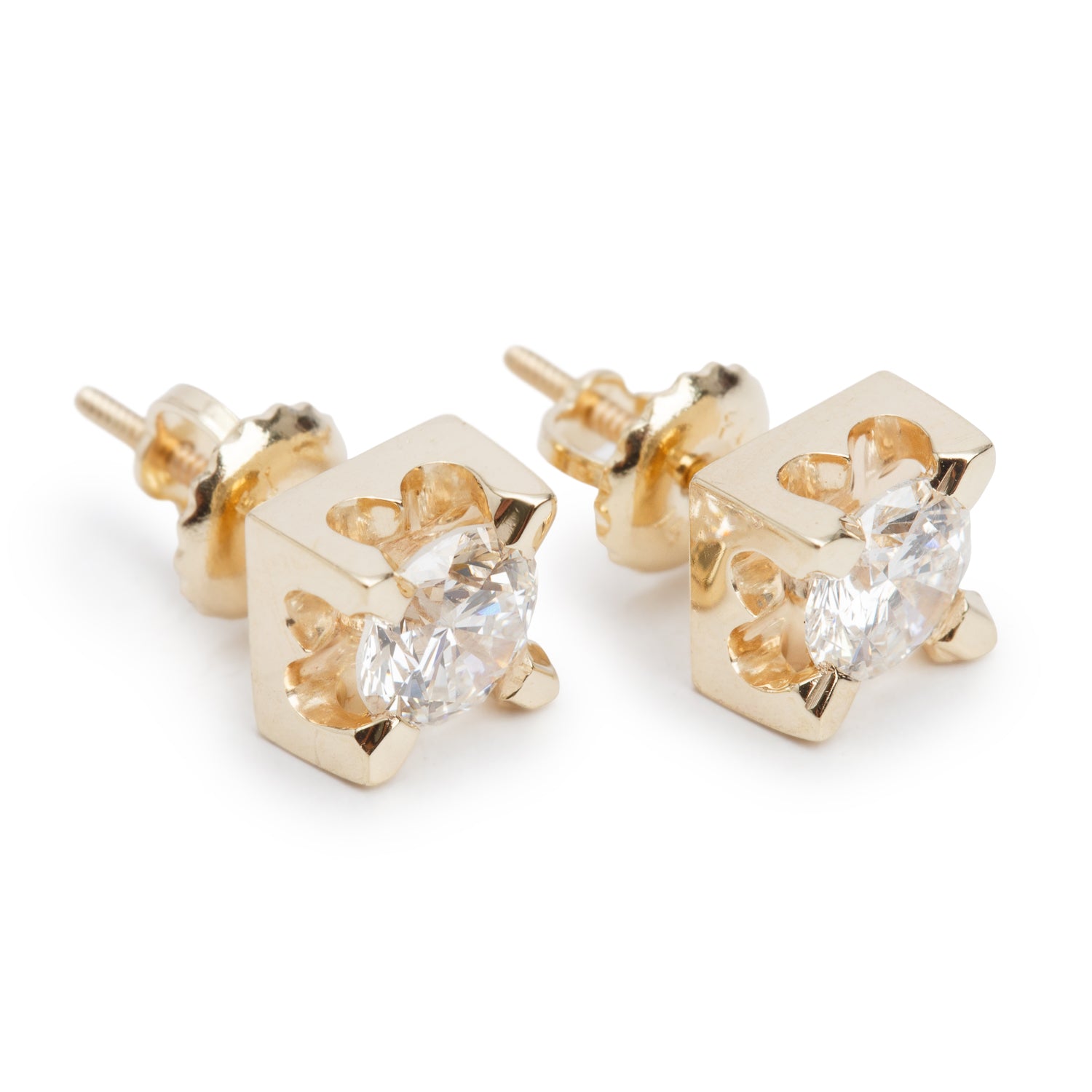 14k Yellow Gold 1.17 tcw. Diamond Stud Earrings