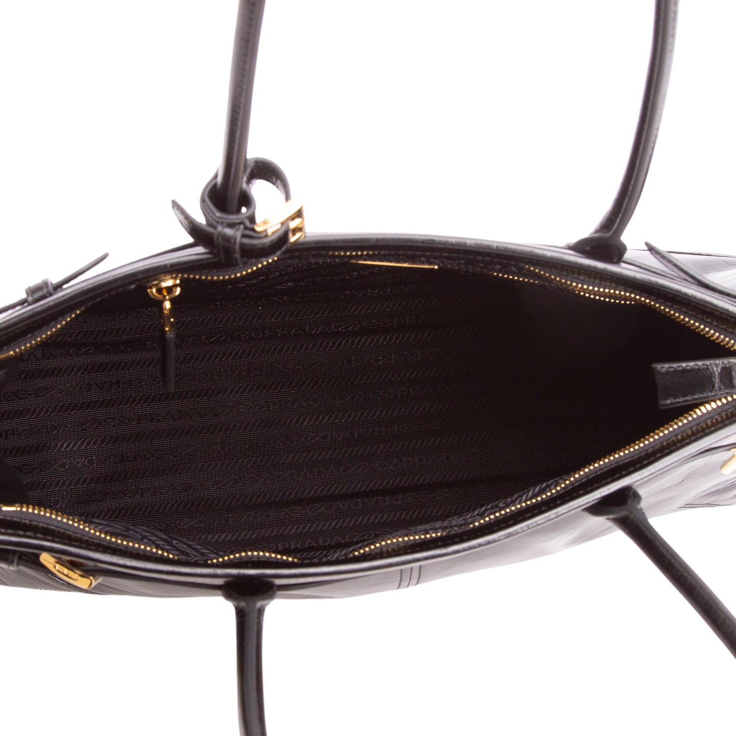 Prada Black Glossy Calfskin Triangle Large Bonnie Shoulder Bag