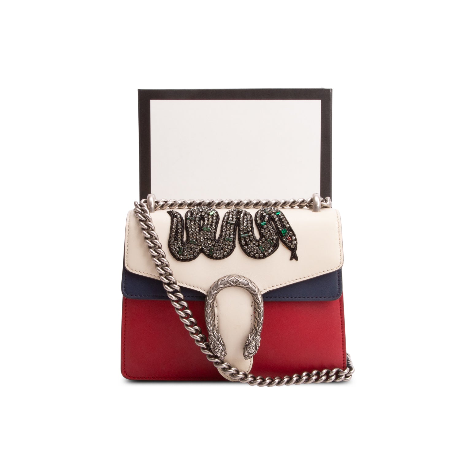 Gucci Multicolor Calfskin Crystal Snake Embroidered Mini Dionysus Shoulder Bag w/ Box
