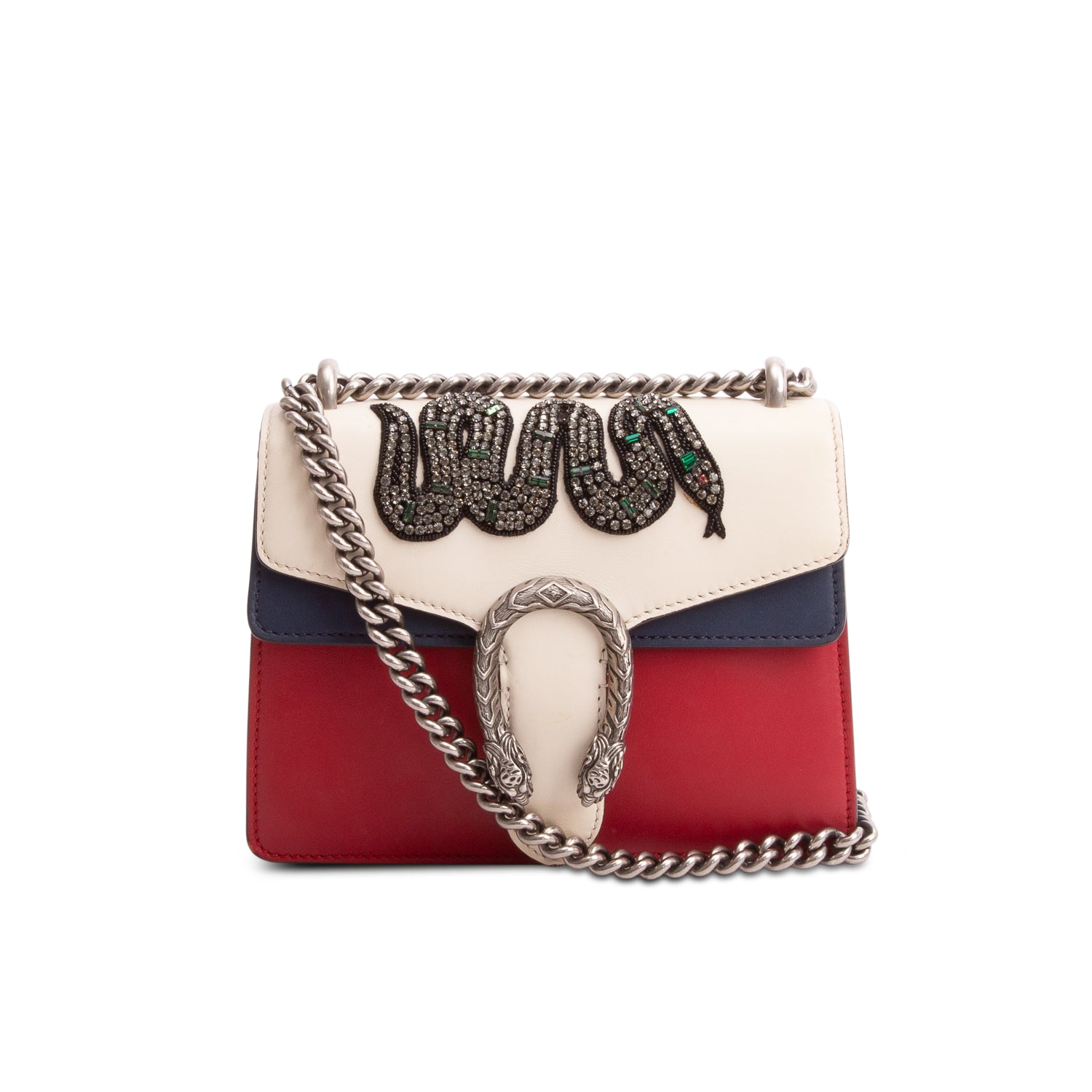 Gucci Multicolor Calfskin Crystal Snake Embroidered Mini Dionysus Shoulder Bag w/ Box