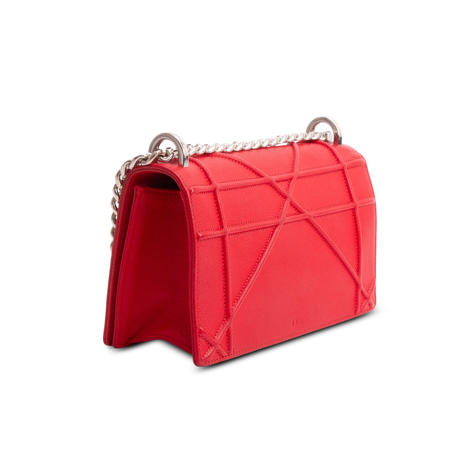 Christian Dior Red Calfskin Leather Small Diorama Flap Bag w/ Box & Authenticity Card