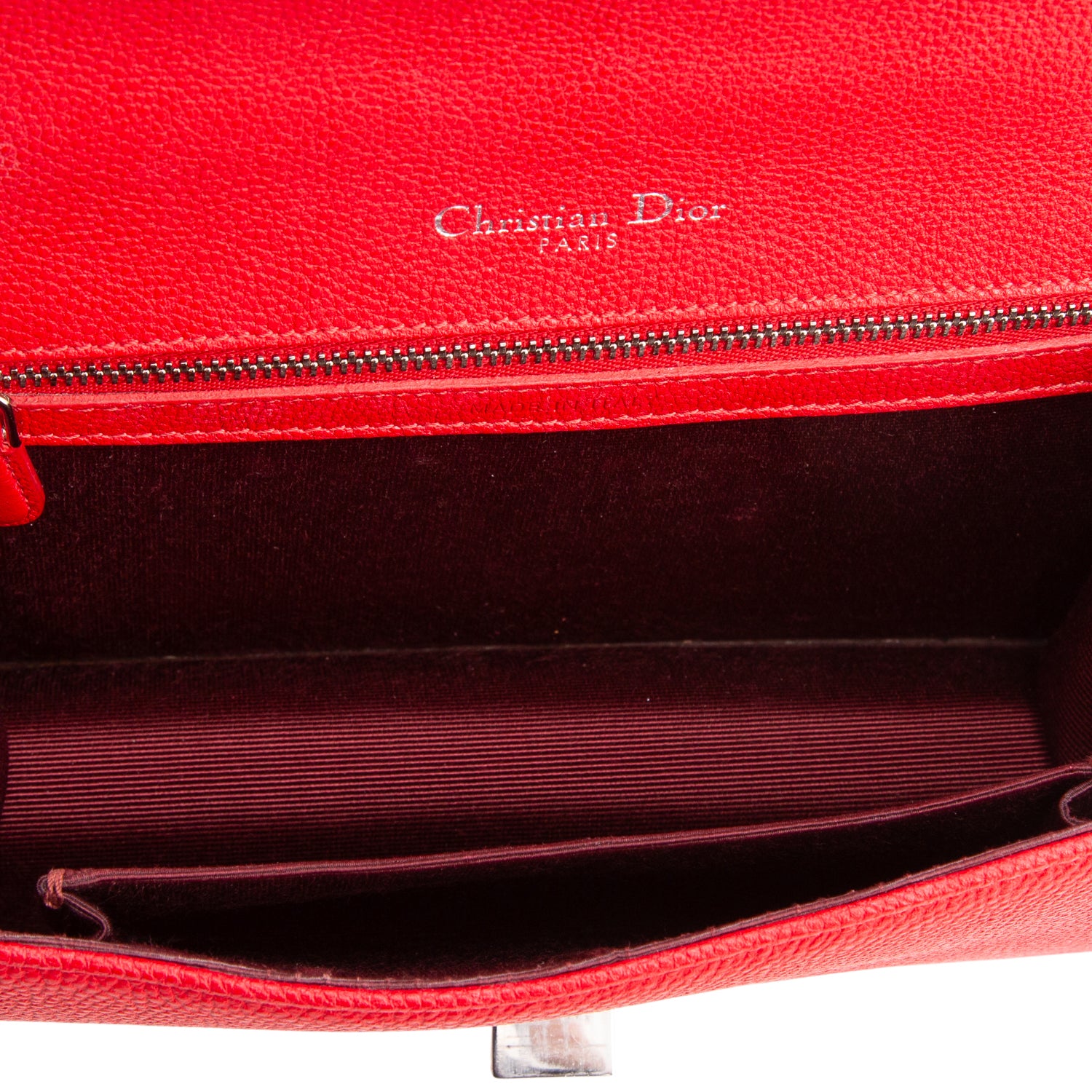 Christian Dior Red Calfskin Leather Small Diorama Flap Bag w/ Box & Authenticity Card