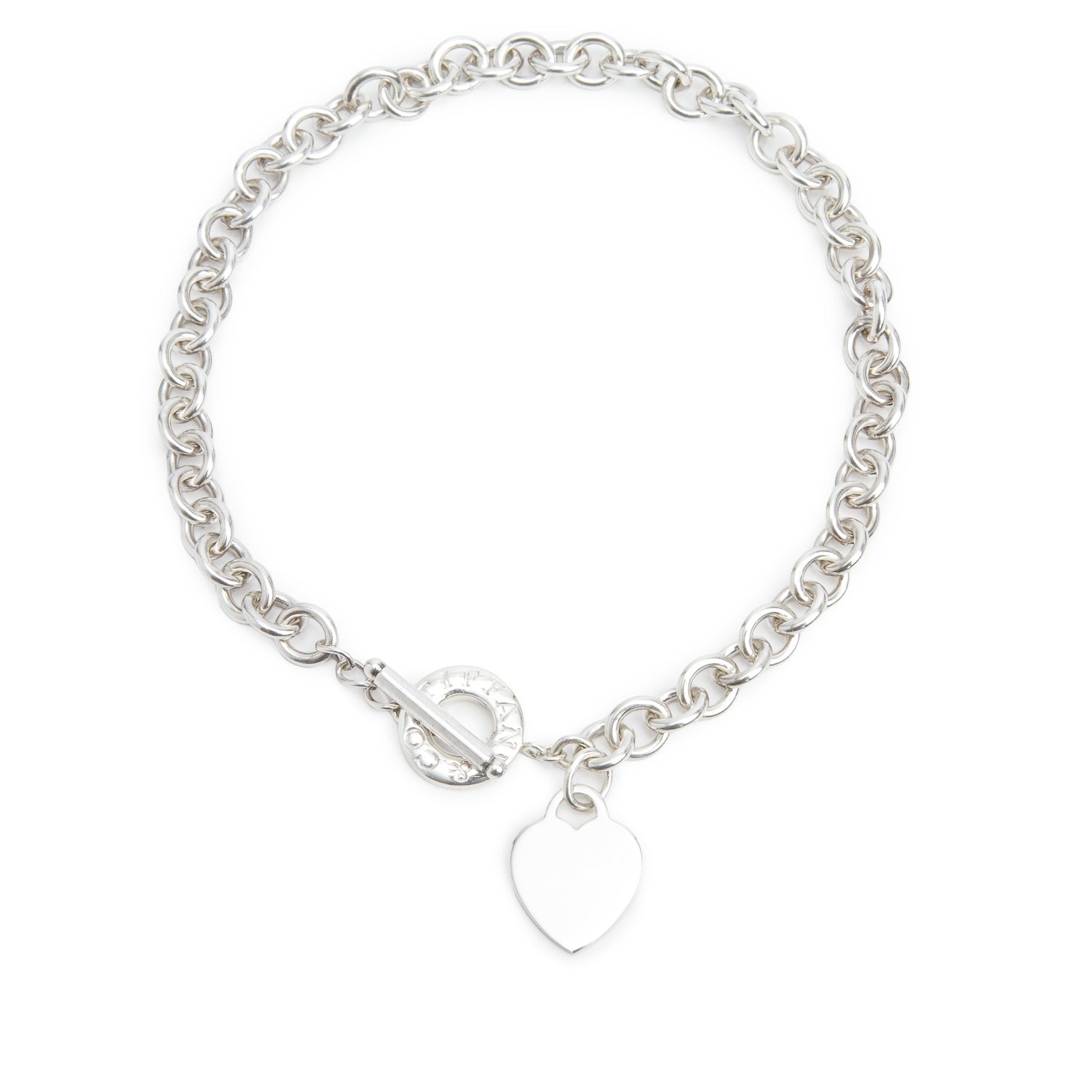 Tiffany & Co. Sterling Silver Heart Tag Necklace with Toggle Clasp