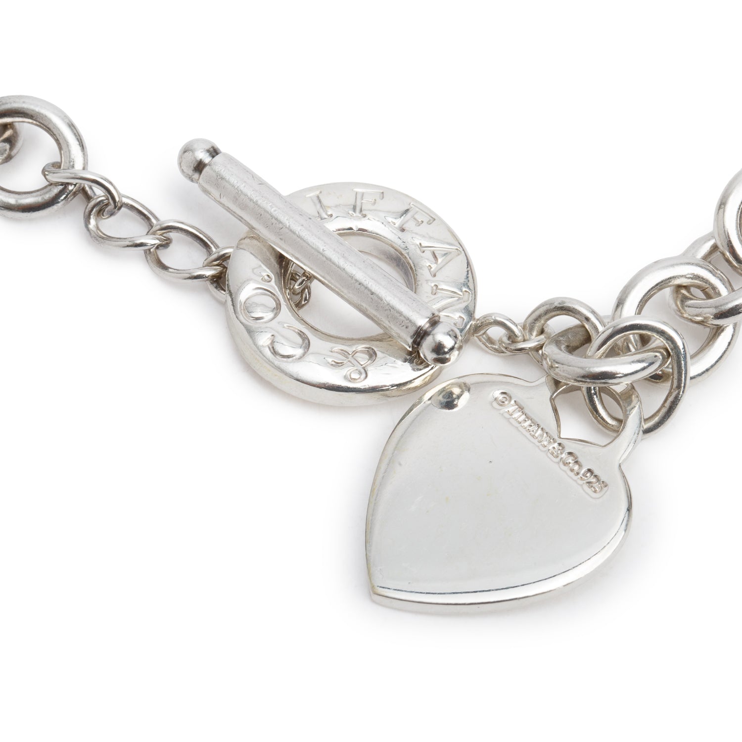 Tiffany & Co. Sterling Silver Heart Tag Necklace with Toggle Clasp