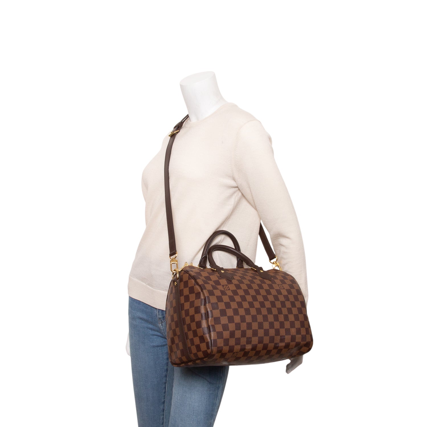 Louis Vuitton 2020 Damier Ebene Speedy Bandouliere 30 w/ Box, Strap & Receipt