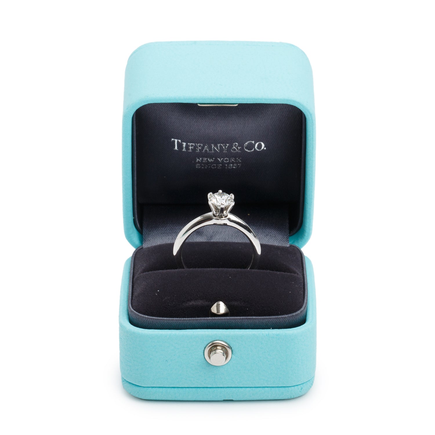 Tiffany & Co. Platinum 0.82 ct. Diamond Solitaire Engagement Ring, Size 6.75 w/ Box & Diamond Certificate