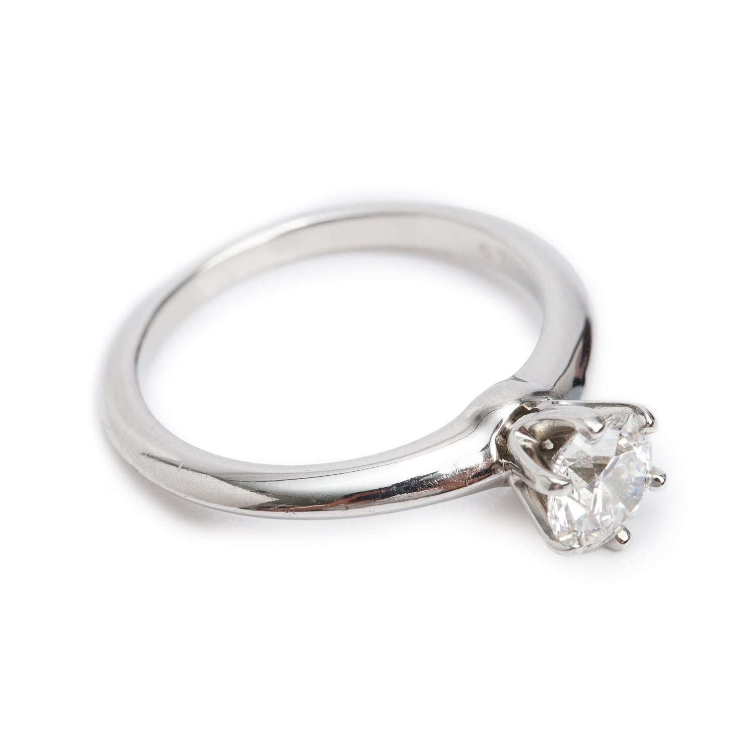 Tiffany & Co. Platinum 0.82 ct. Diamond Solitaire Engagement Ring, Size 6.75 w/ Box & Diamond Certificate