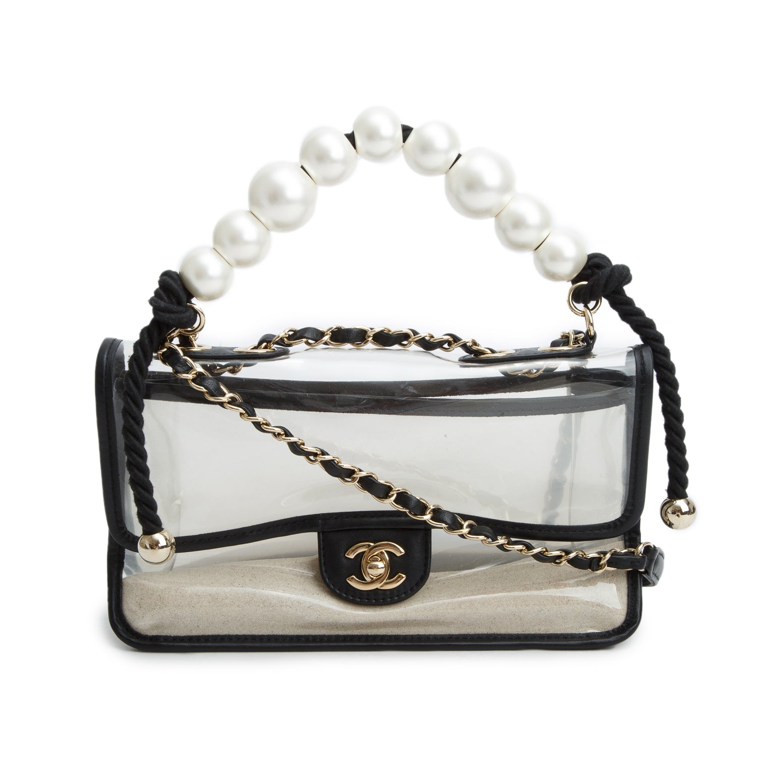 Chanel PVC Lambskin Sand By The Sea Flap w/ Pearl Strap