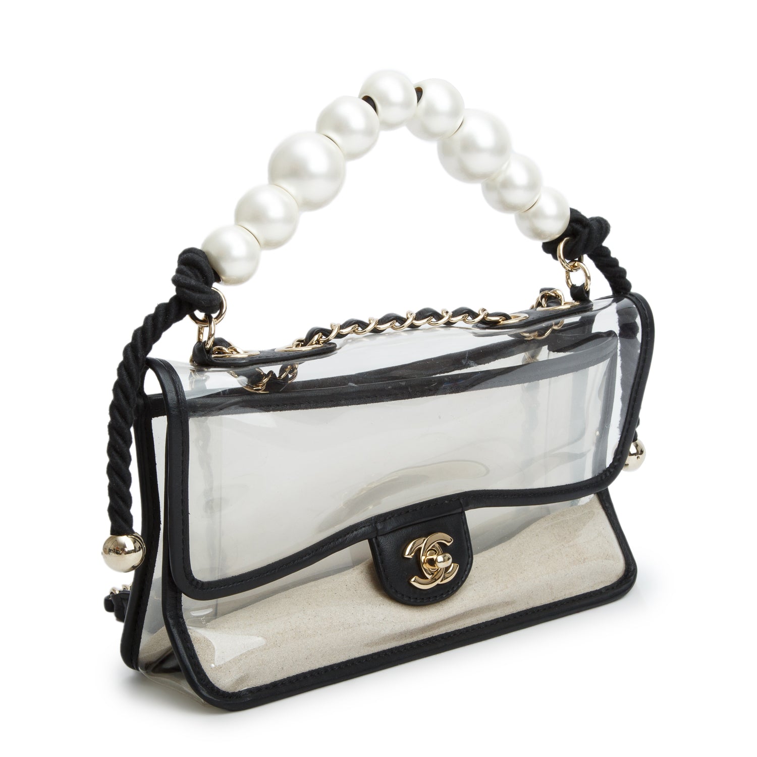 Chanel PVC Lambskin Sand By The Sea Flap w/ Pearl Strap