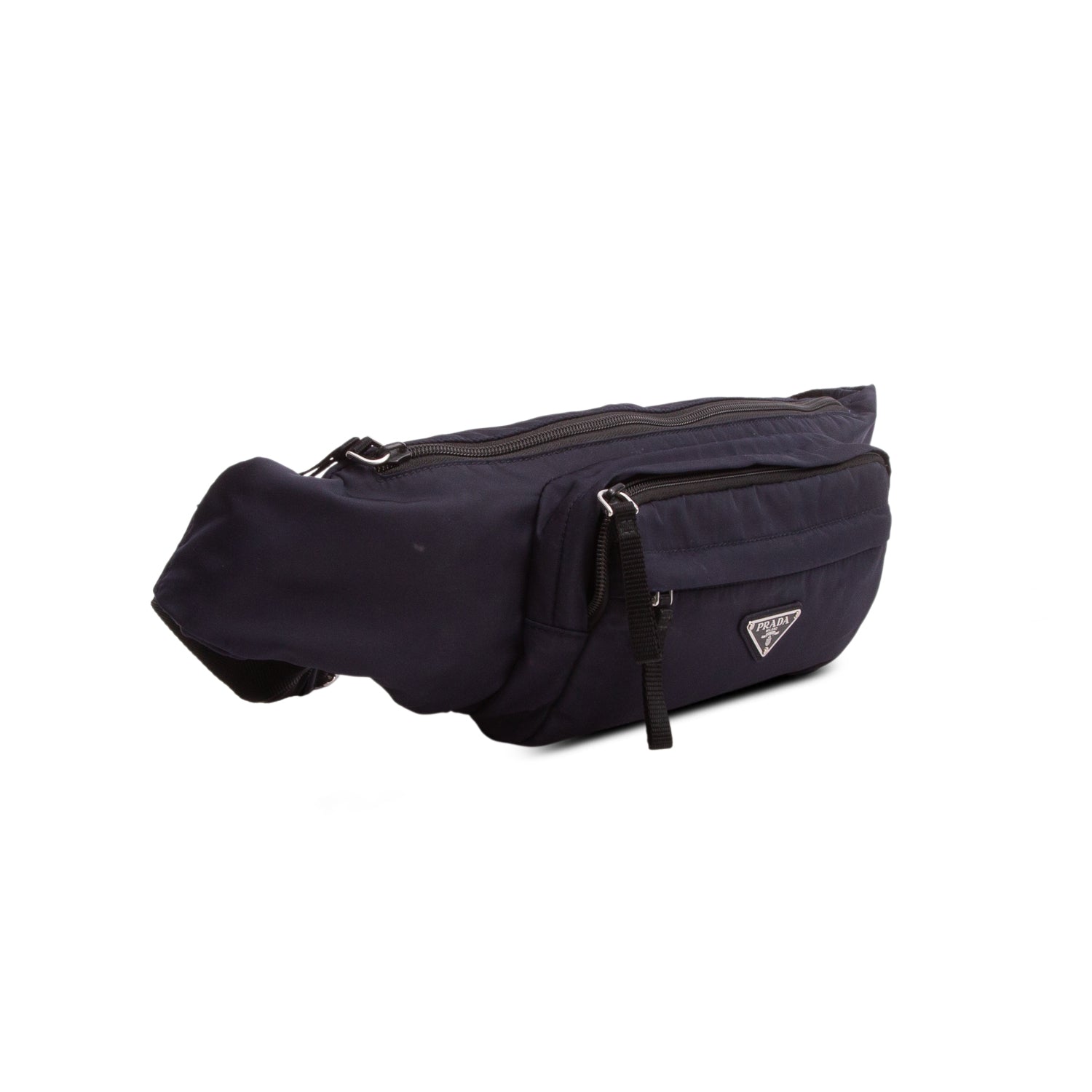 Prada Navy Tessuto Nylon Double Pocket Belt Bag w/ Authenticity Card