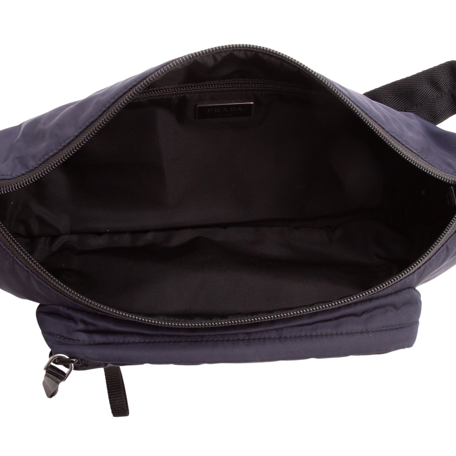 Prada Navy Tessuto Nylon Double Pocket Belt Bag w/ Authenticity Card