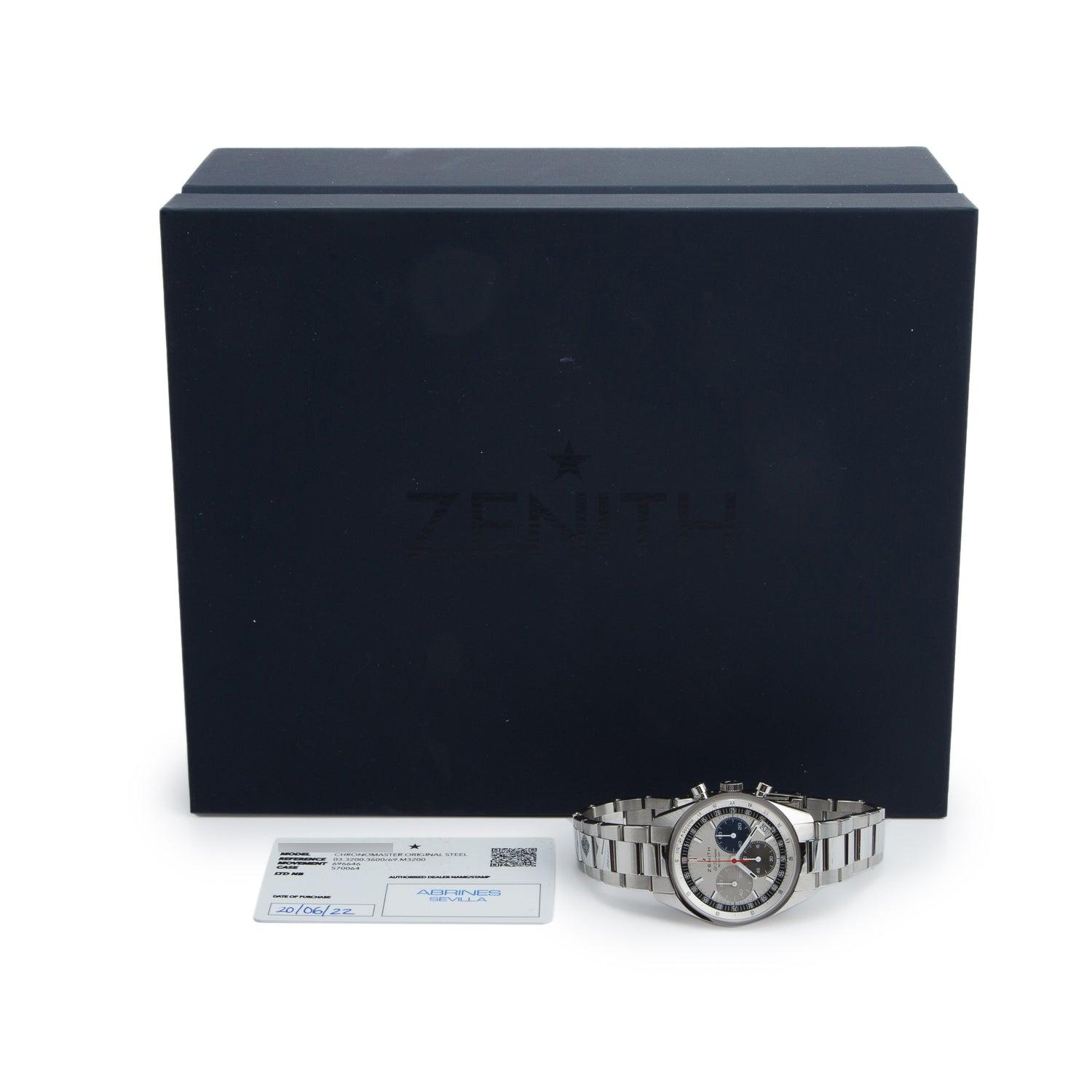 Zenith Stainless Steel El Primero Chronomaster Original 38 MM Automatic Chronograph Watch Silver Dial w/ Box, Papers & Extra Straps
