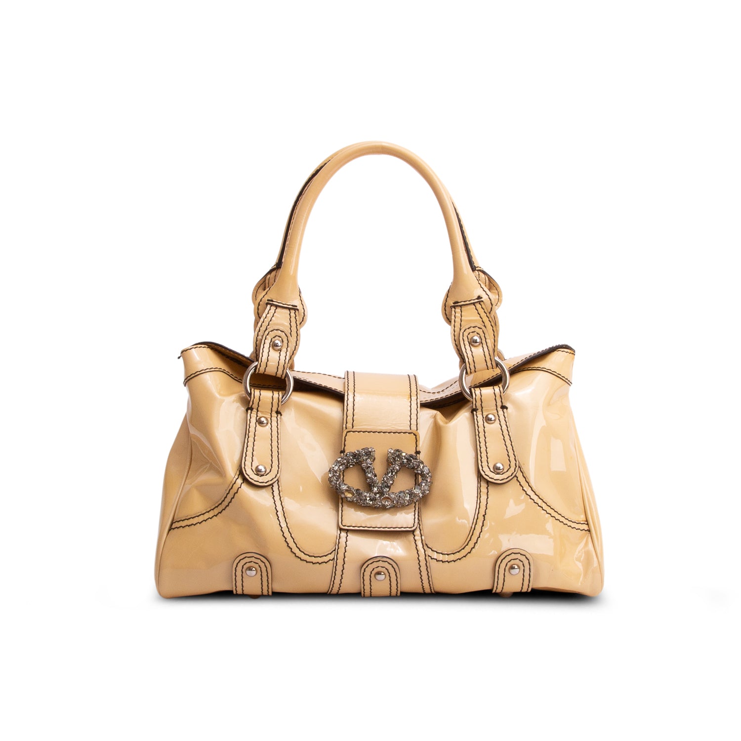 Valentino Yellow Patent Leather Catch Satchel