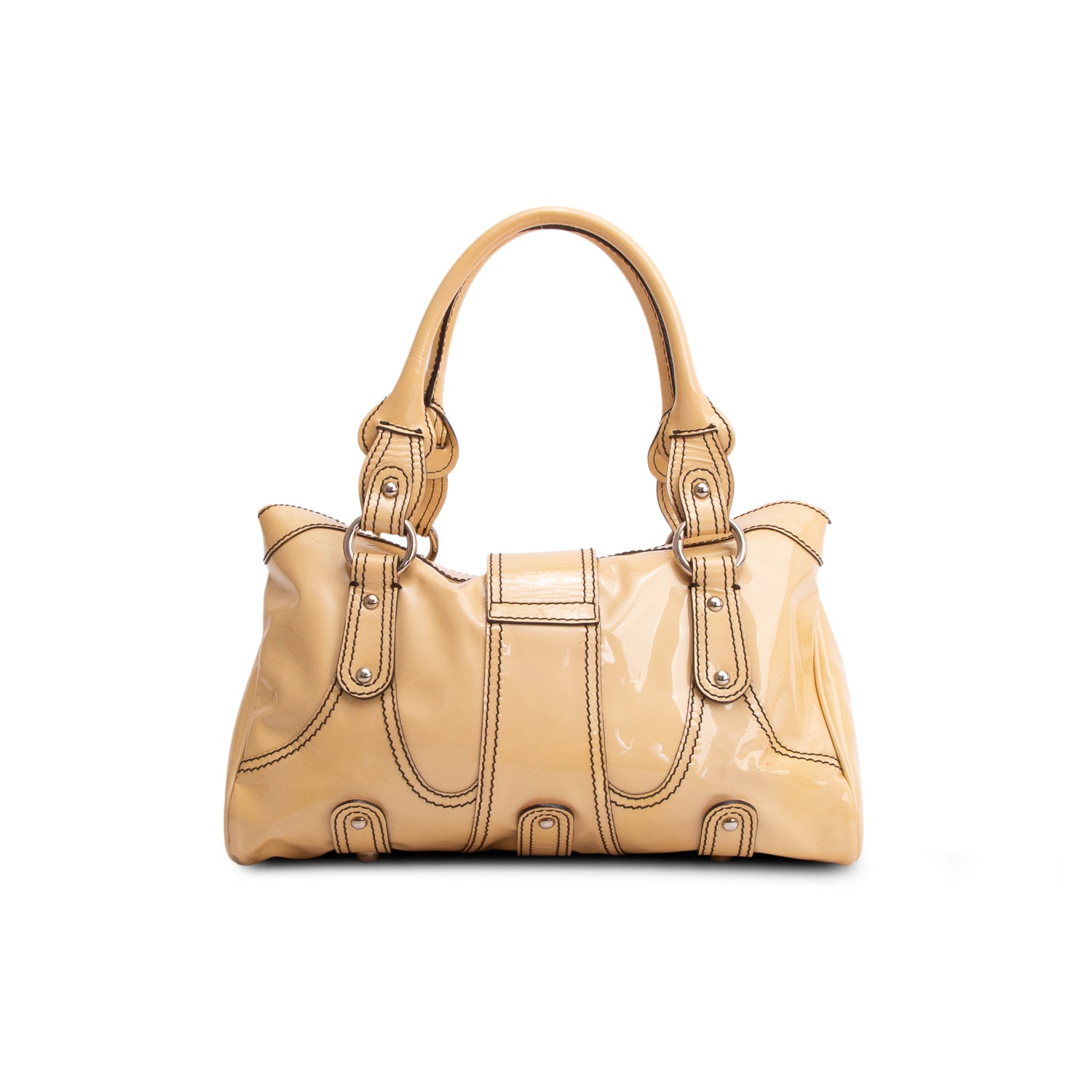 Valentino Yellow Patent Leather Catch Satchel