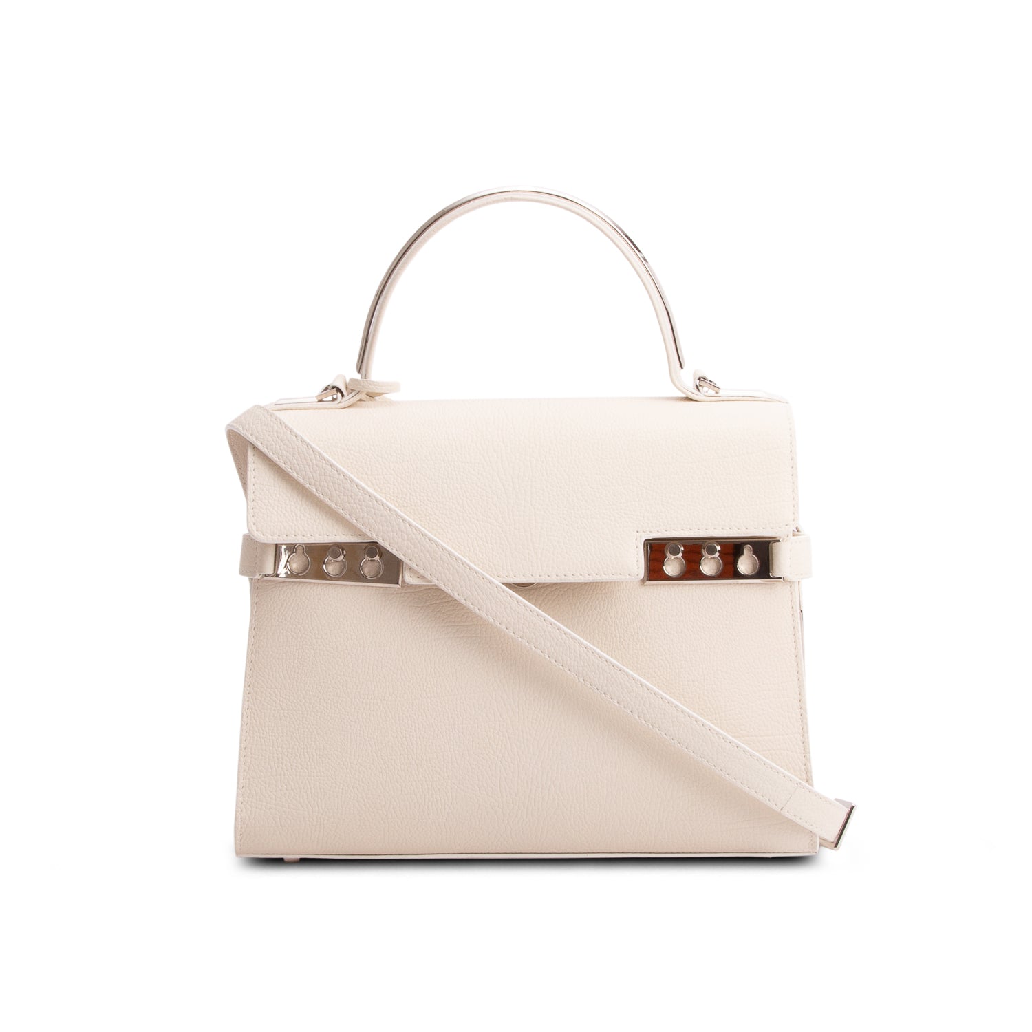 Delvaux White Crispy Calf Tempete MM w/ Strap
