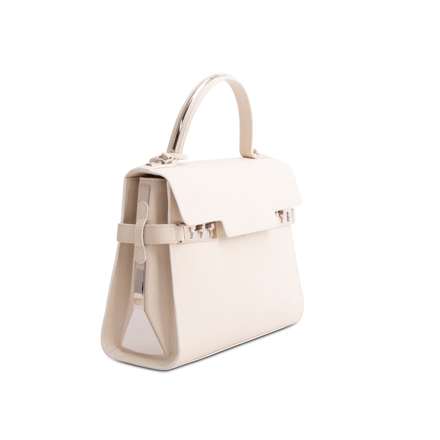 Delvaux White Crispy Calf Tempete MM w/ Strap