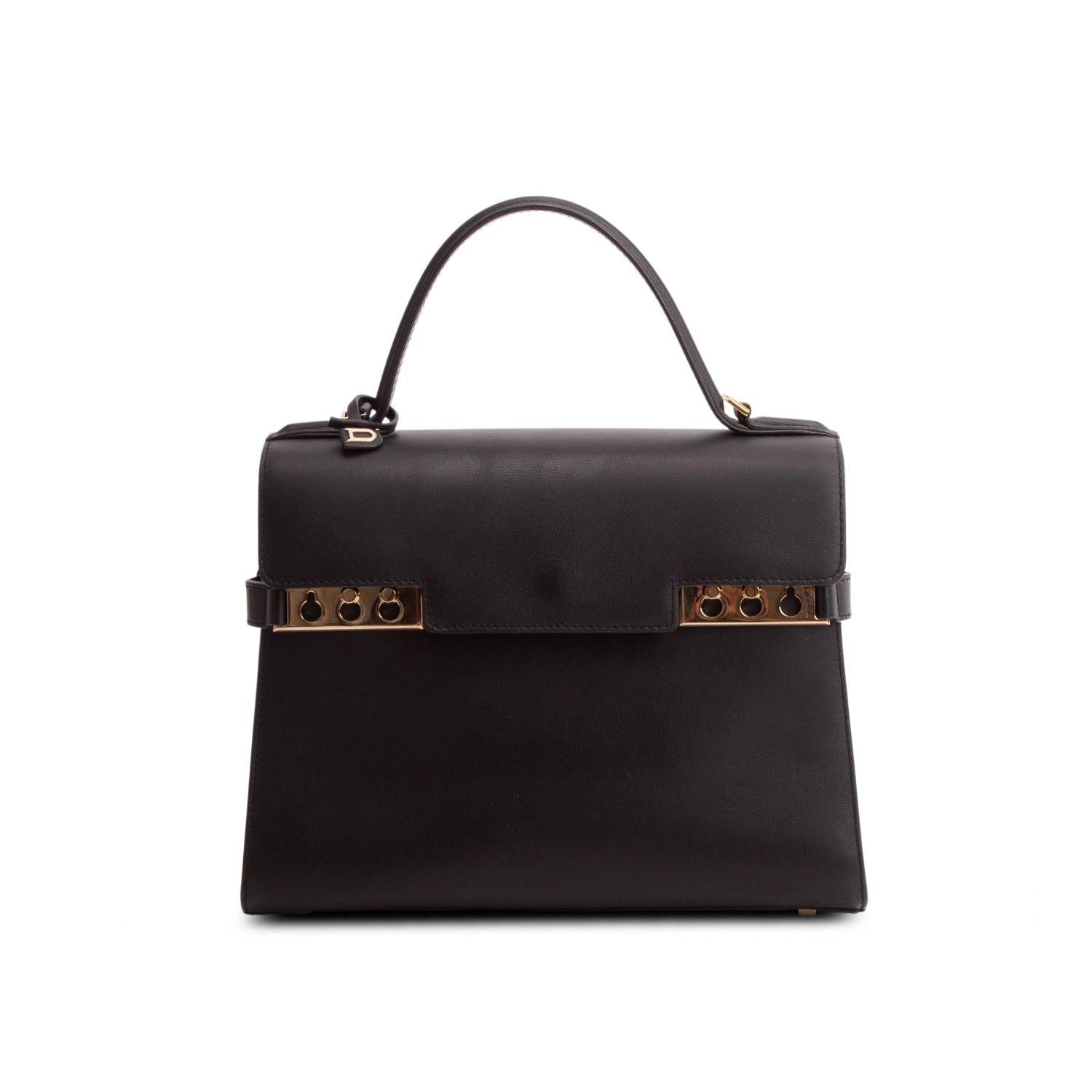 Delvaux Black Box Calf Tempete MM w/ Strap & Receipt