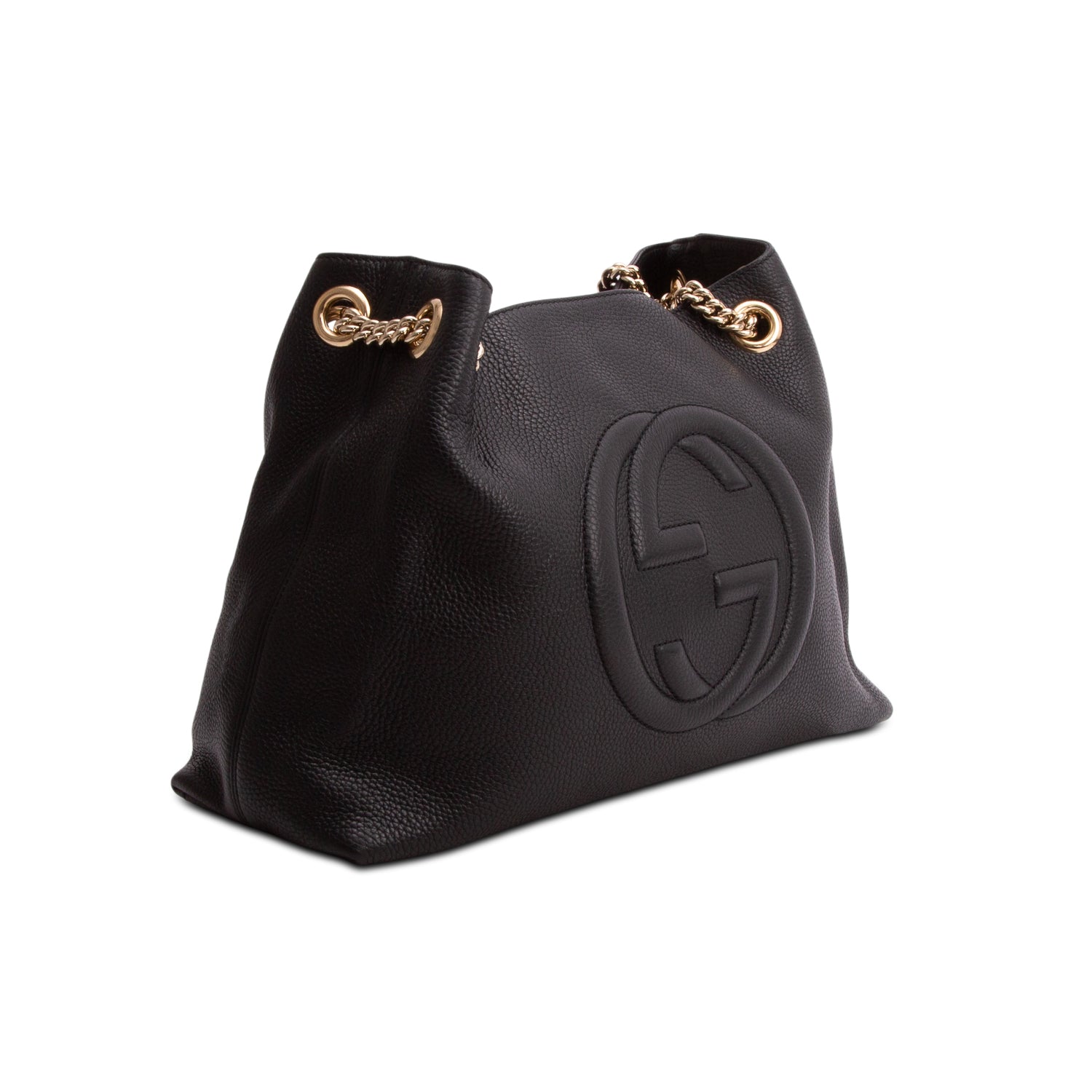 Gucci Black Grained Leather Medium Soho Chain Tote