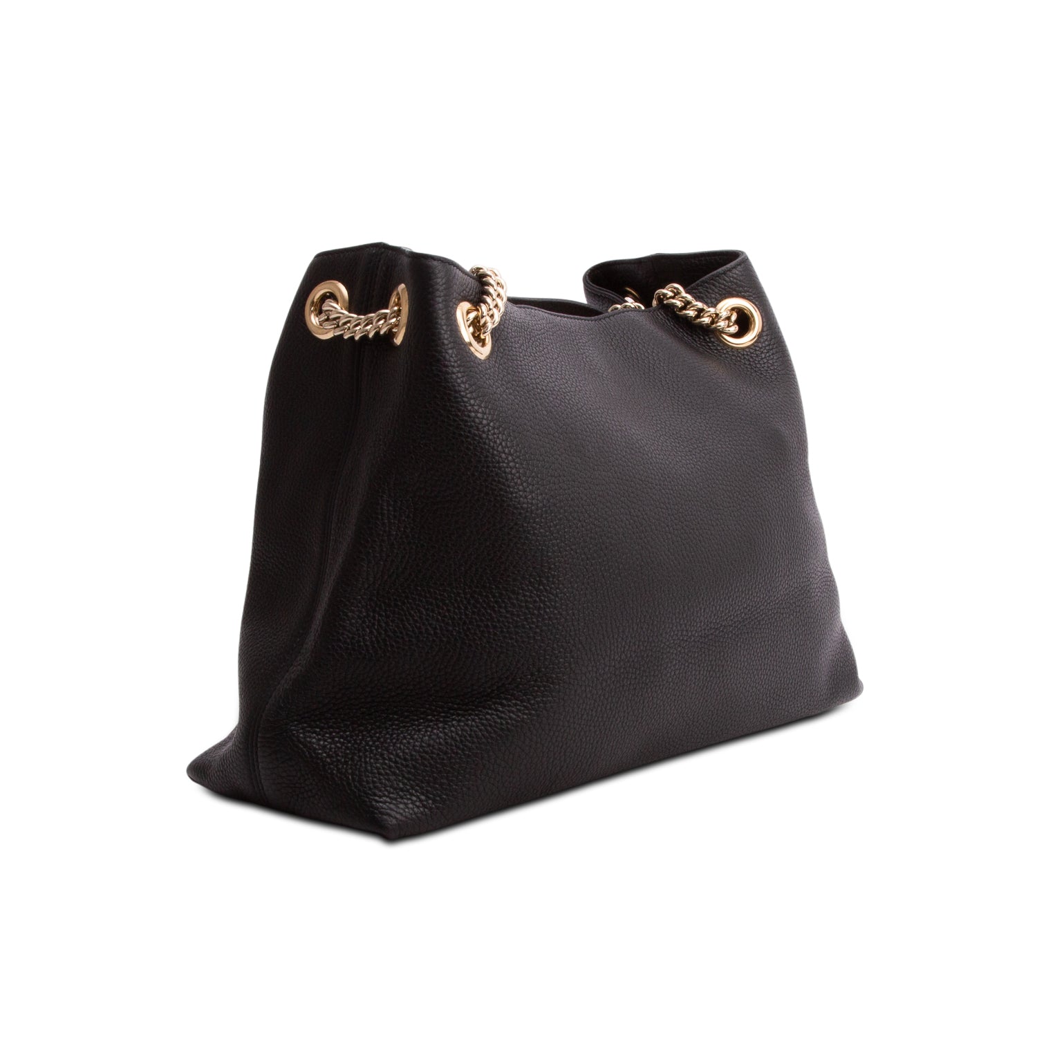 Gucci Black Grained Leather Medium Soho Chain Tote