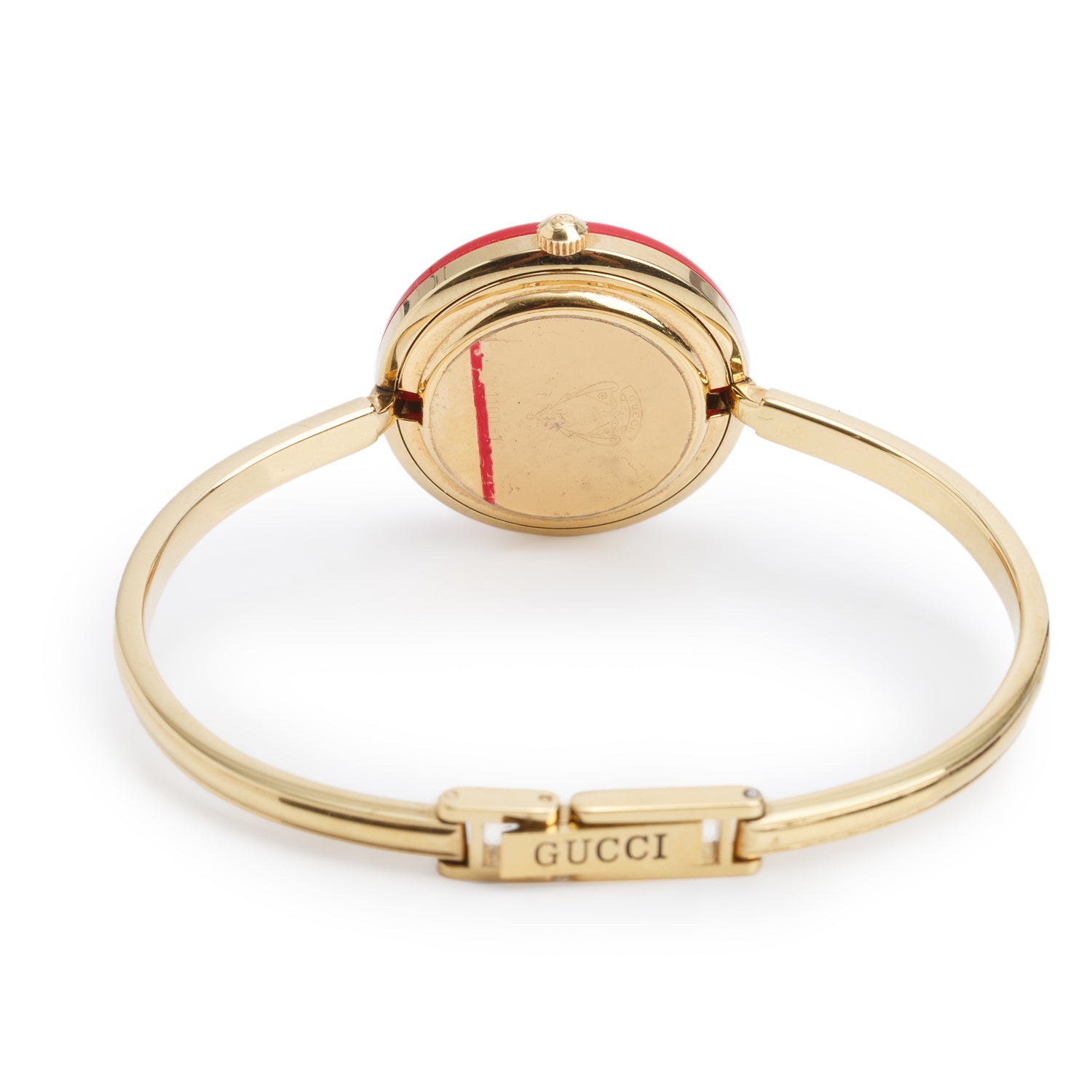 Gucci Gold Plated Stainless Steel 1100 Series 26 MM Watch White Dial w/ Box, Papers & 12 Multicolour Bezels