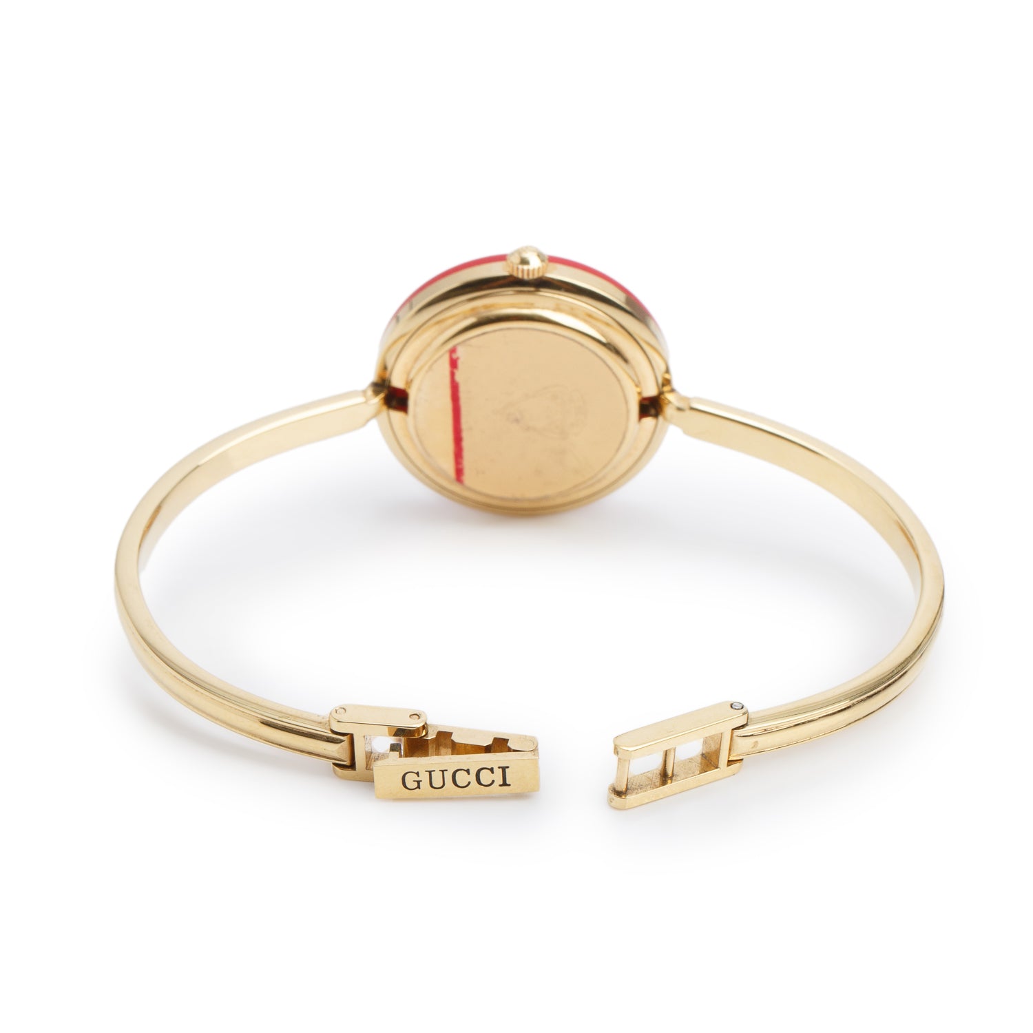 Gucci Gold Plated Stainless Steel 1100 Series 26 MM Watch White Dial w/ Box, Papers & 12 Multicolour Bezels
