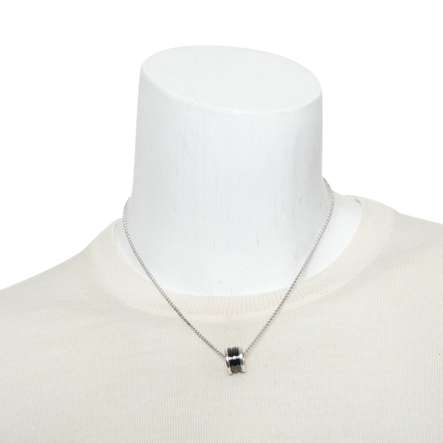 BVLGARI Sterling Silver & Black Ceramic Save The Children Pendant Necklace
