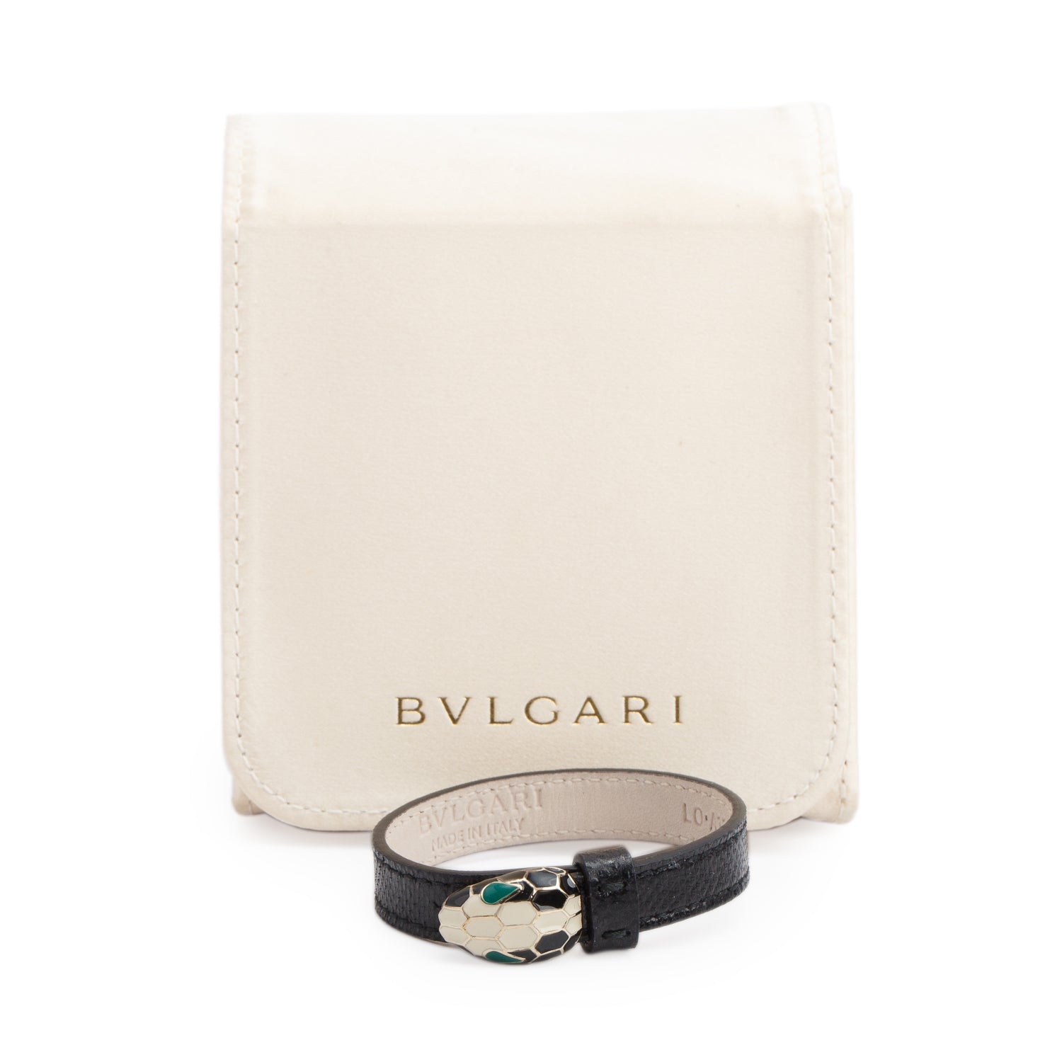 BVLGARI Serpenti Forever Black Karung Leather Bracelet w/ Box